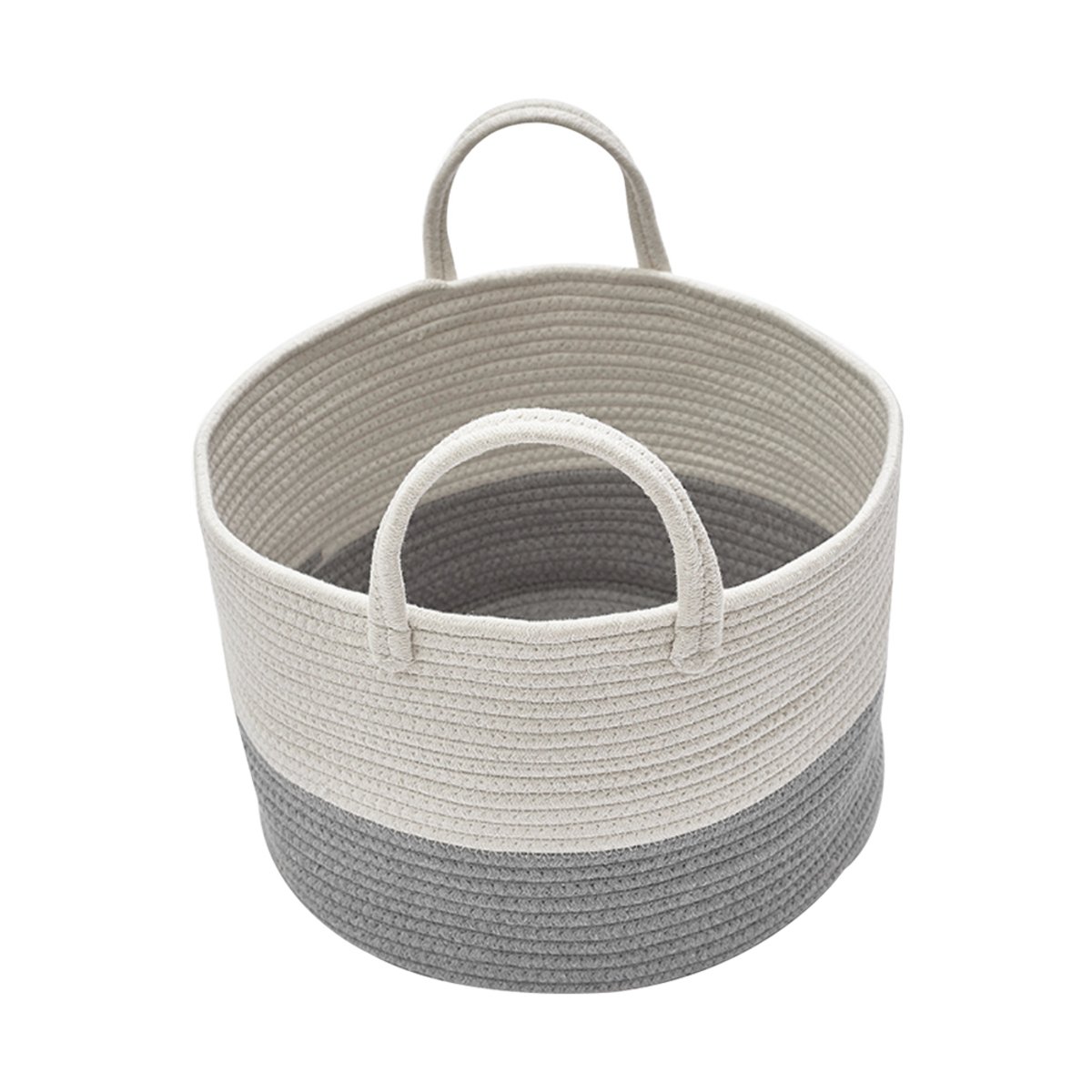 Living and Home 25cm Cotton Storage Basket with Handles - Grey