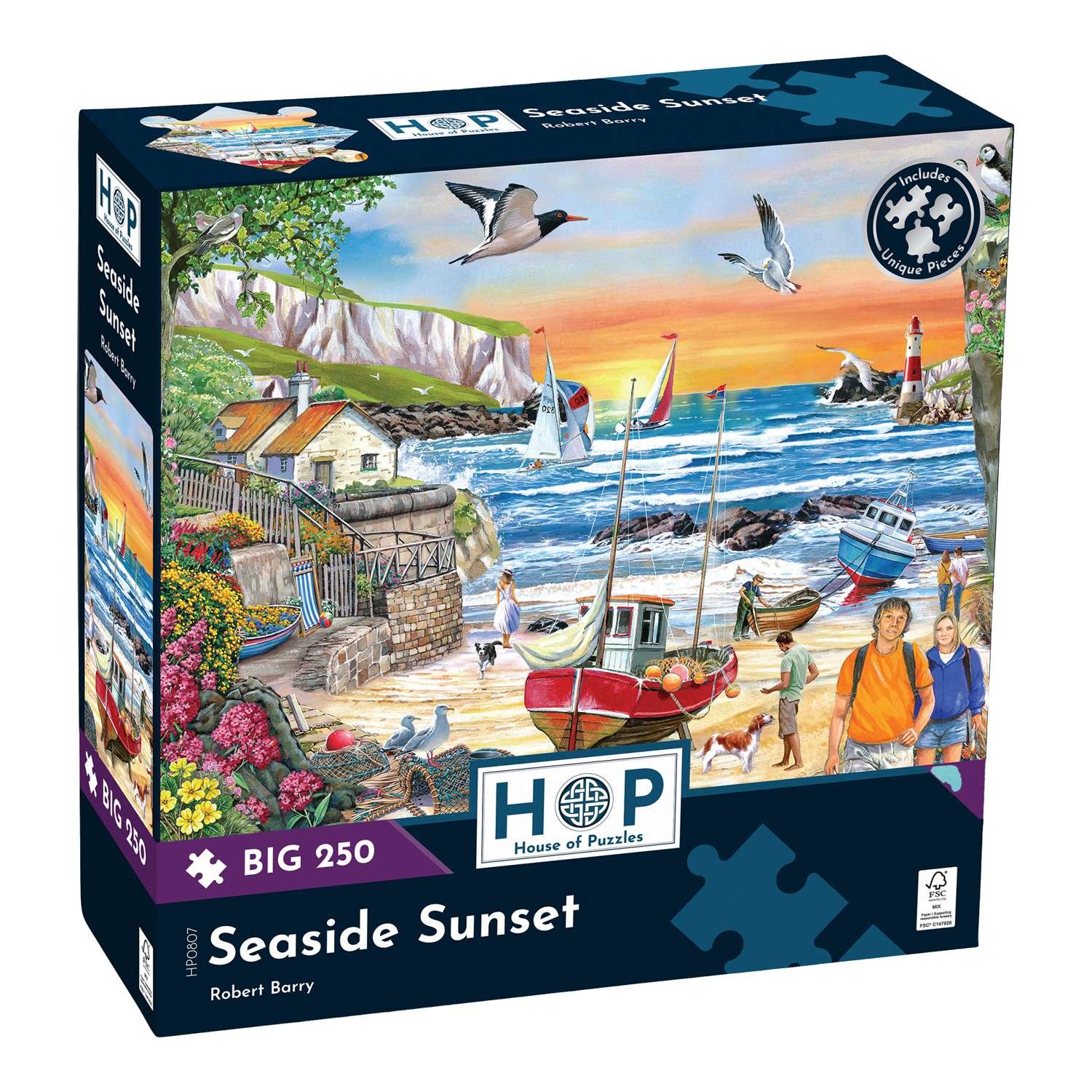The House of Puzzles Seaside Sunset BIG 250 Piece Jigsaw Puzzle