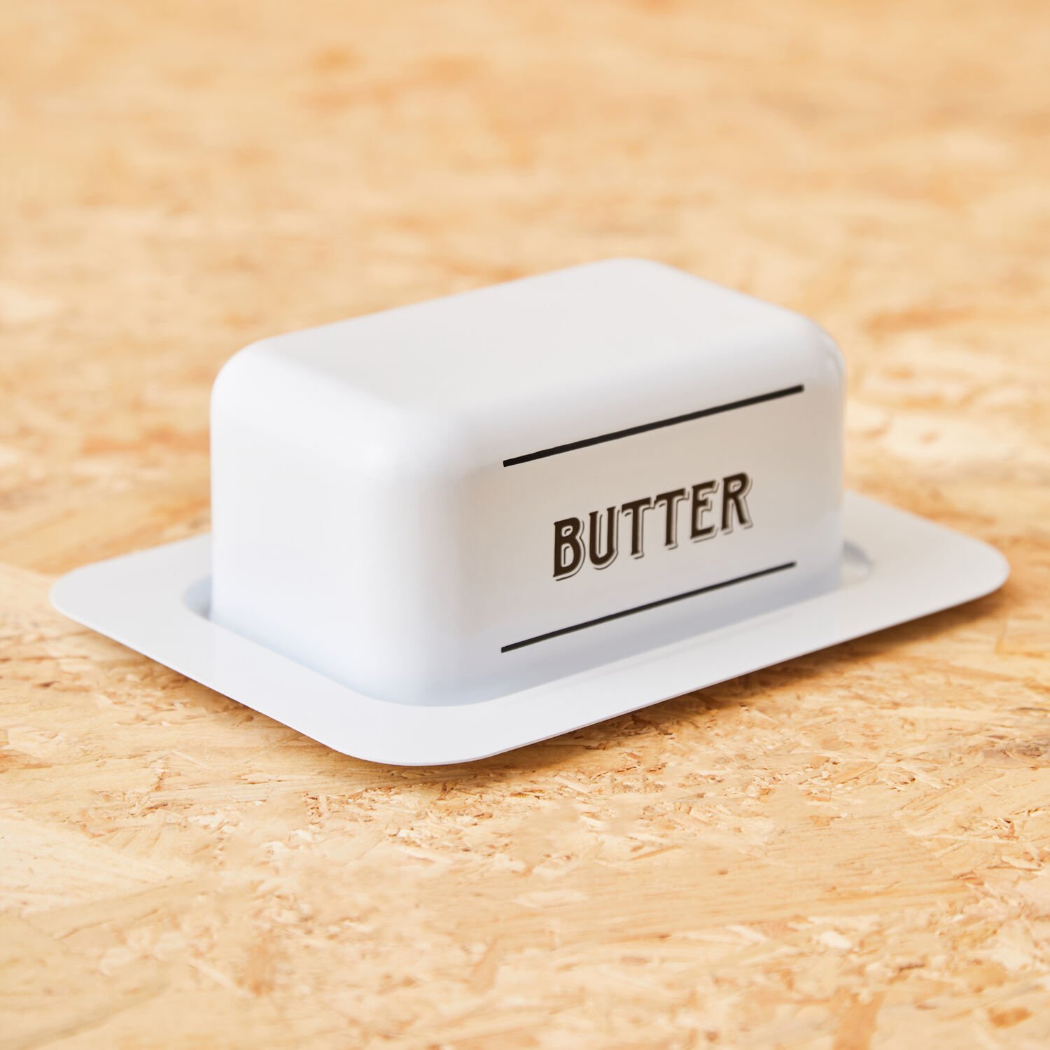 Orsina Grocer Metal Butter Dish – White