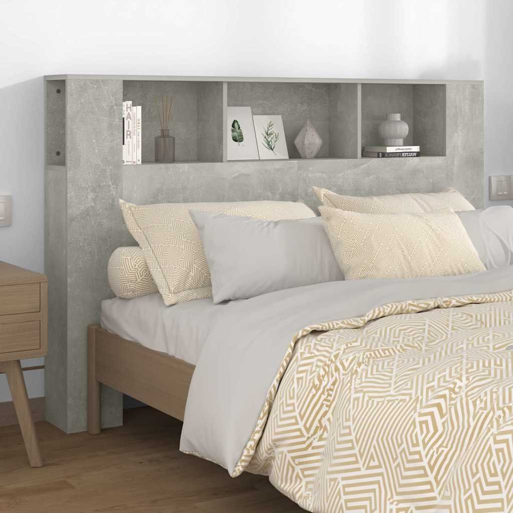Walplus Wood Headboard Cabinet - Granite Grey - 160 x 18.5 x 104.5 cm
