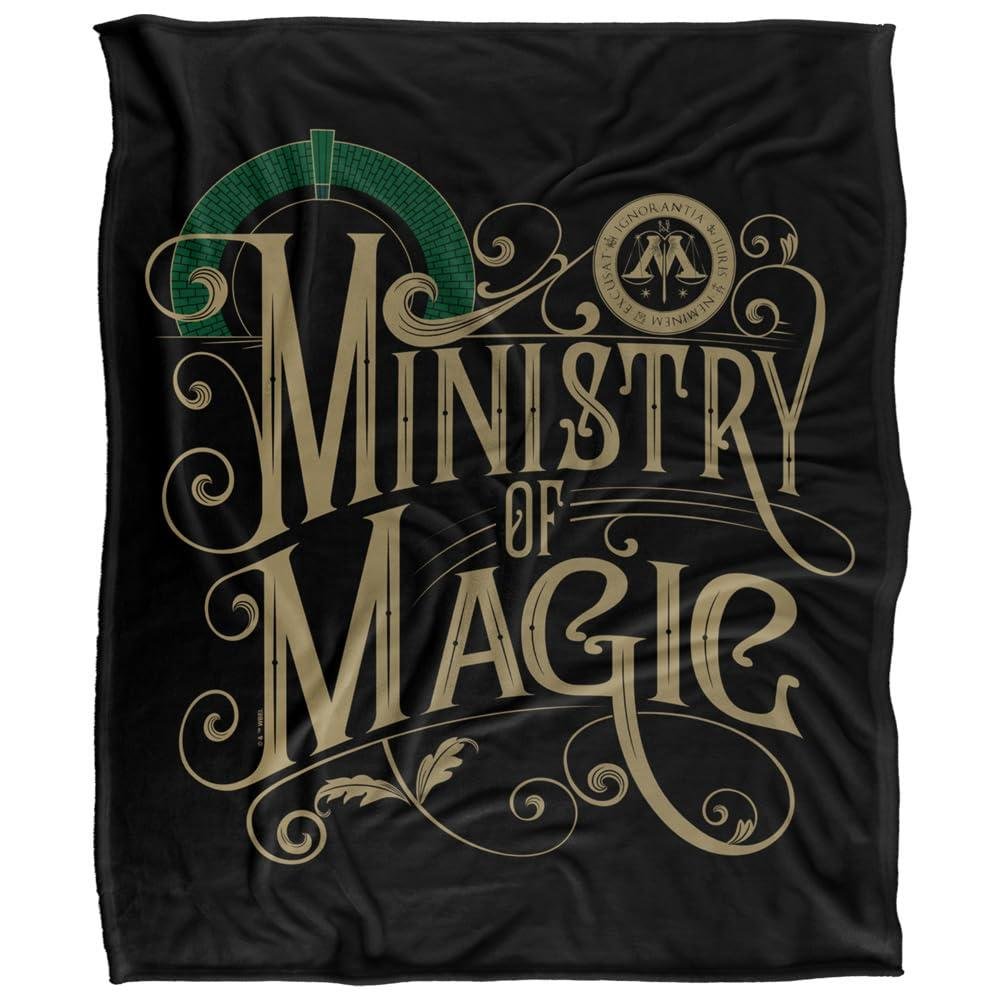 Harry Potter Ministry Of Magic Black Blanket - 147cm x 91cm