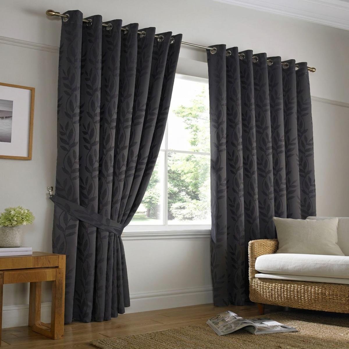 Alan Symonds Tivoli Eyelet Curtains - Charcoal - 168 x 183cm