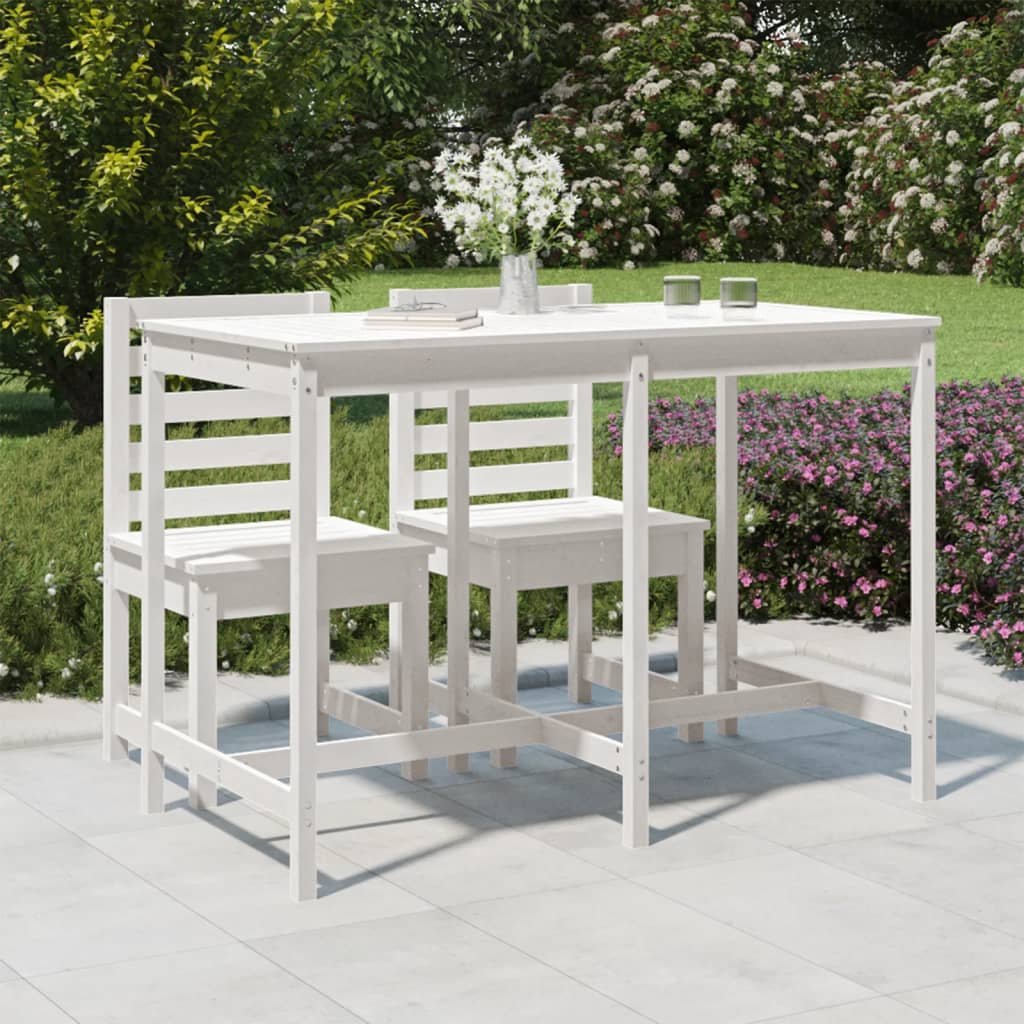 Walplus Solid Pine Wood Garden Table - White - 159.5 x 82.5 x 110 cm