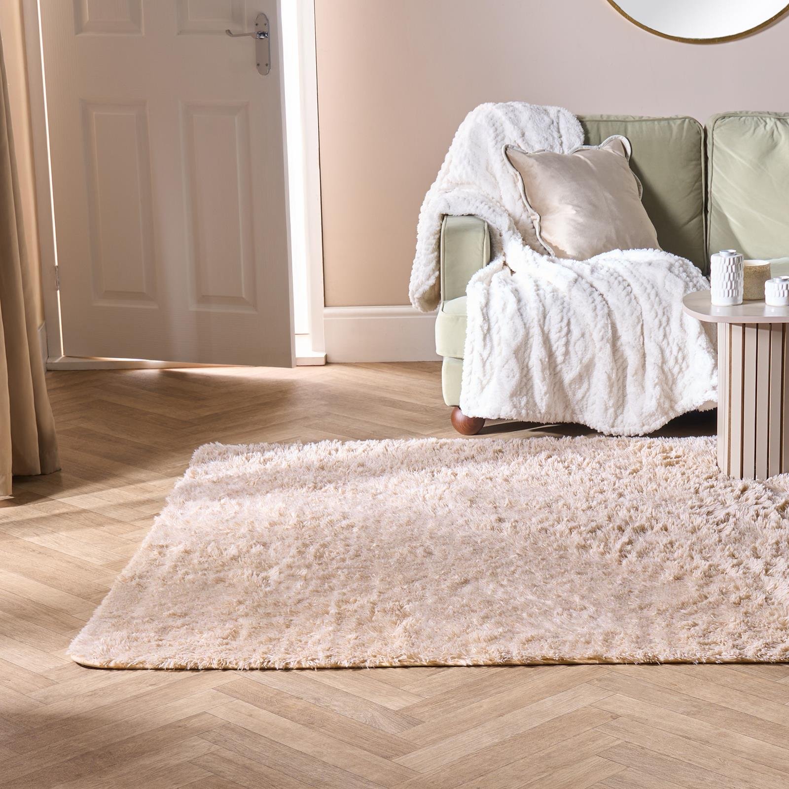 OHS Soft Fluffy Fleece Rug - 80 x 150cm - Stone