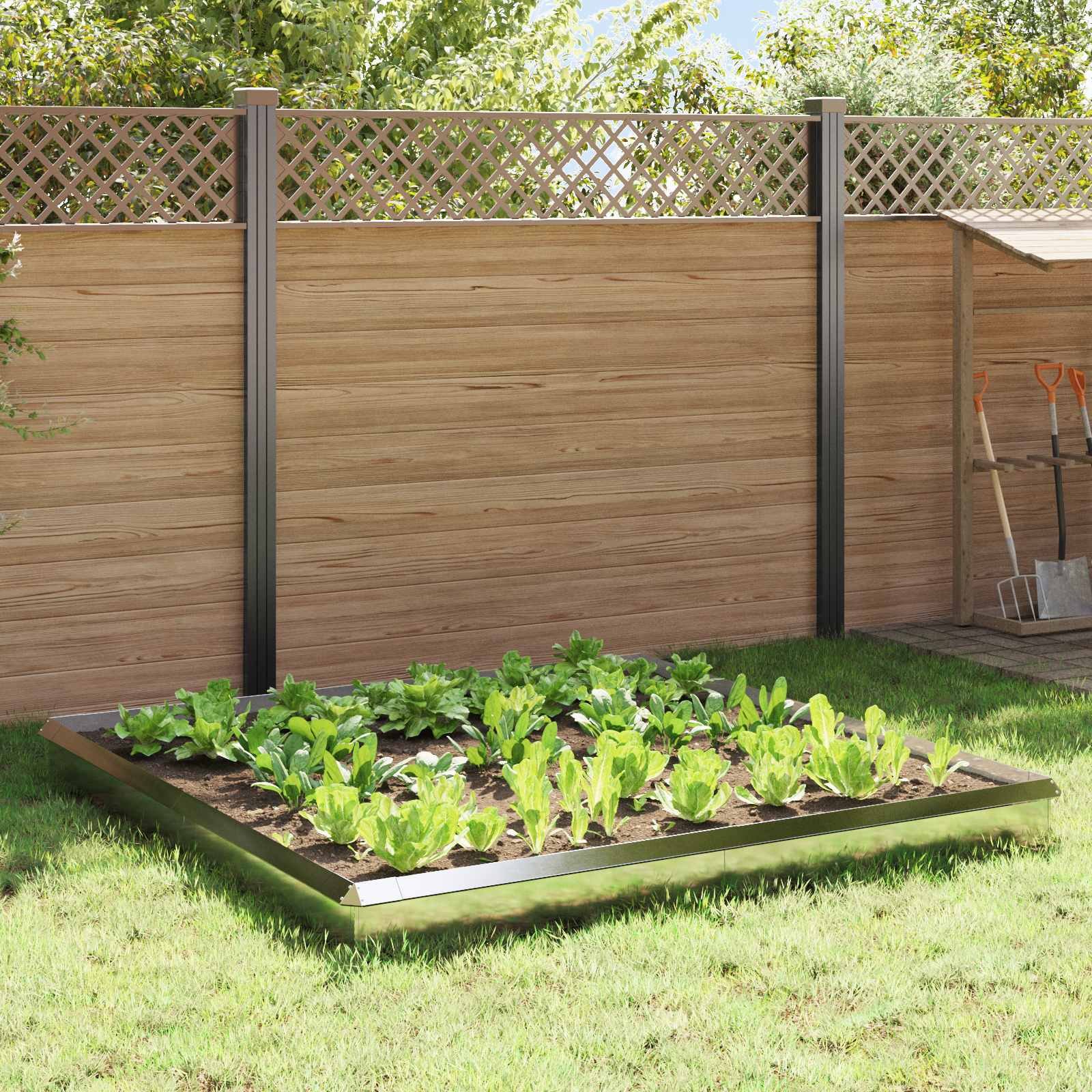 Walplus Pack of 12 Stainless Steel Snail Fences - Silver - 100 x 3.5 x 25 cm