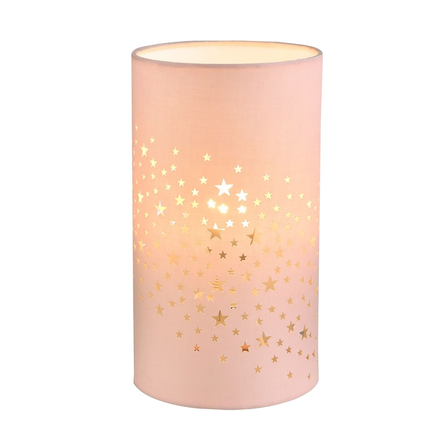 Happy Homewares Pink Stars Decorated Children Kids Blush Pink Table Lamp - 13cm