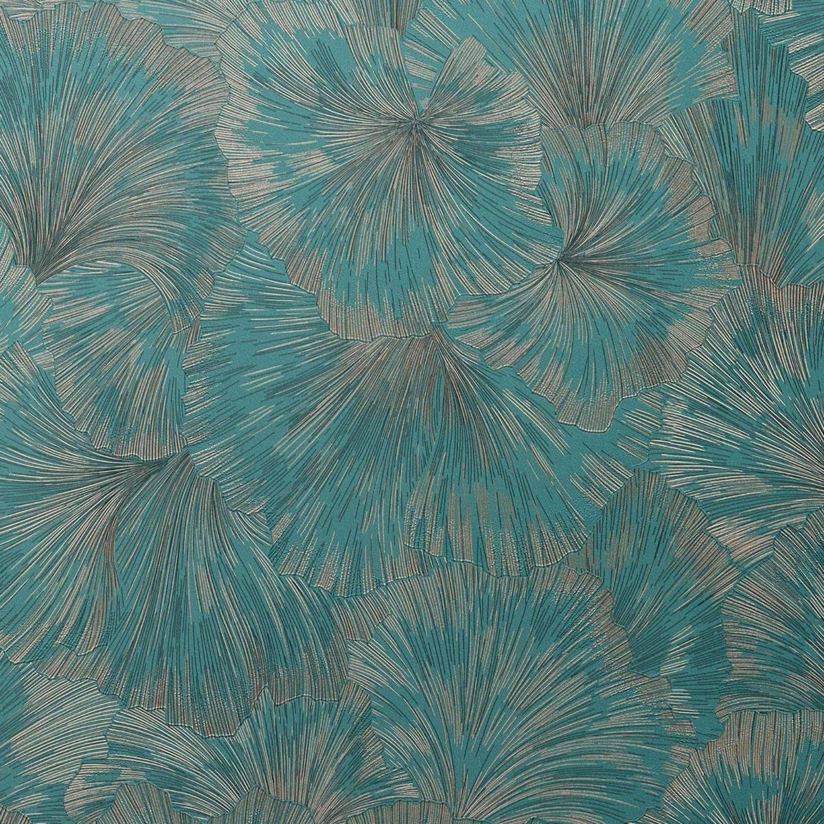 Erismann Martinique Leaf Textured Vinyl Wallpaper - Teal
