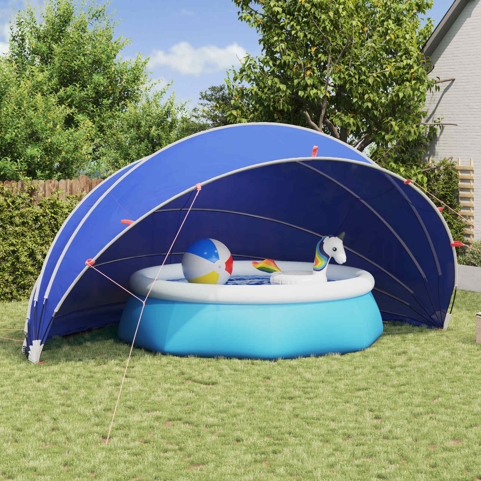 Walplus Polyester Pool Dome - Azure Blue - 592 x 590 x 275 cm