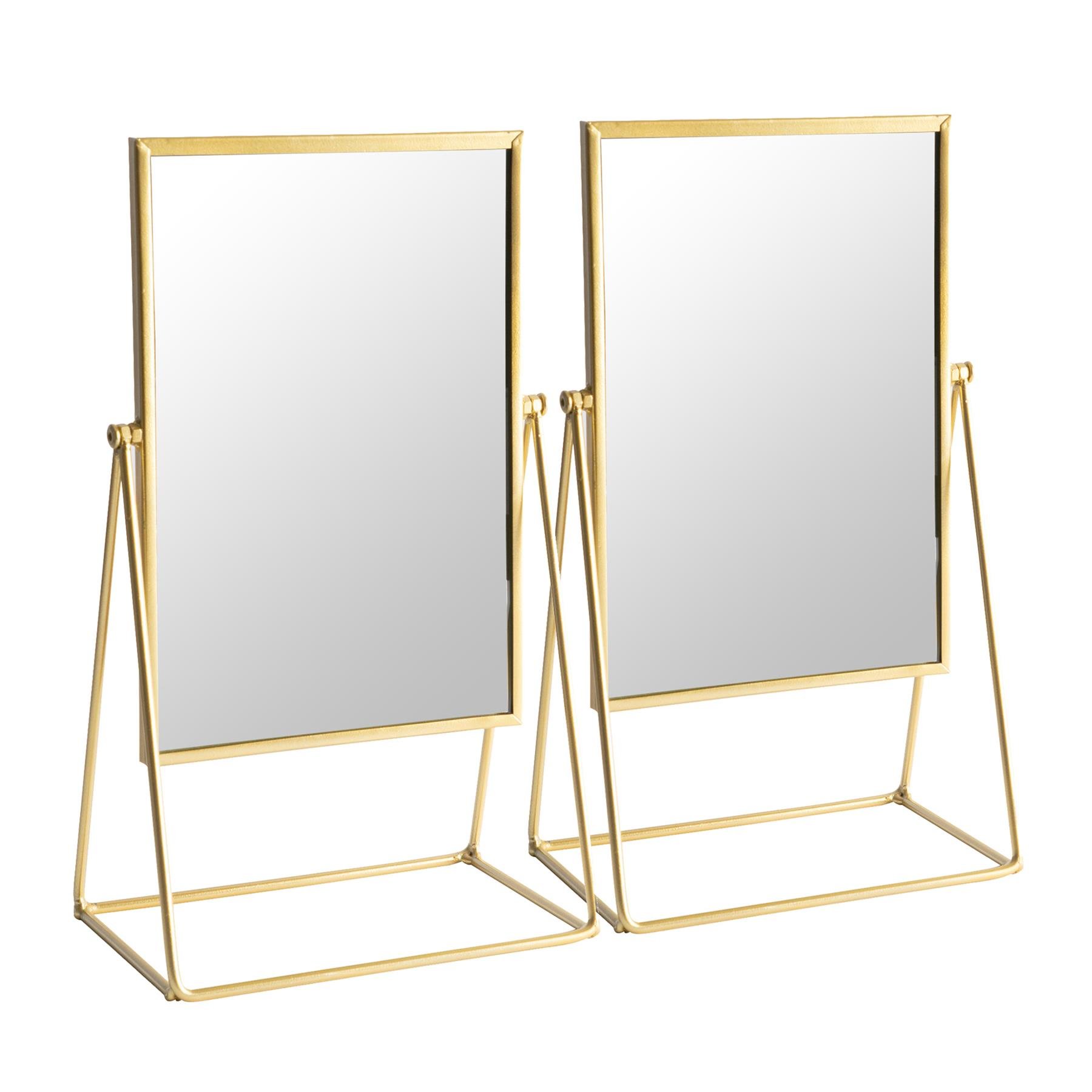 Harbour Housewares Rectangle Makeup Mirrors - Gold - Pack of 2 - 32 x 39cm