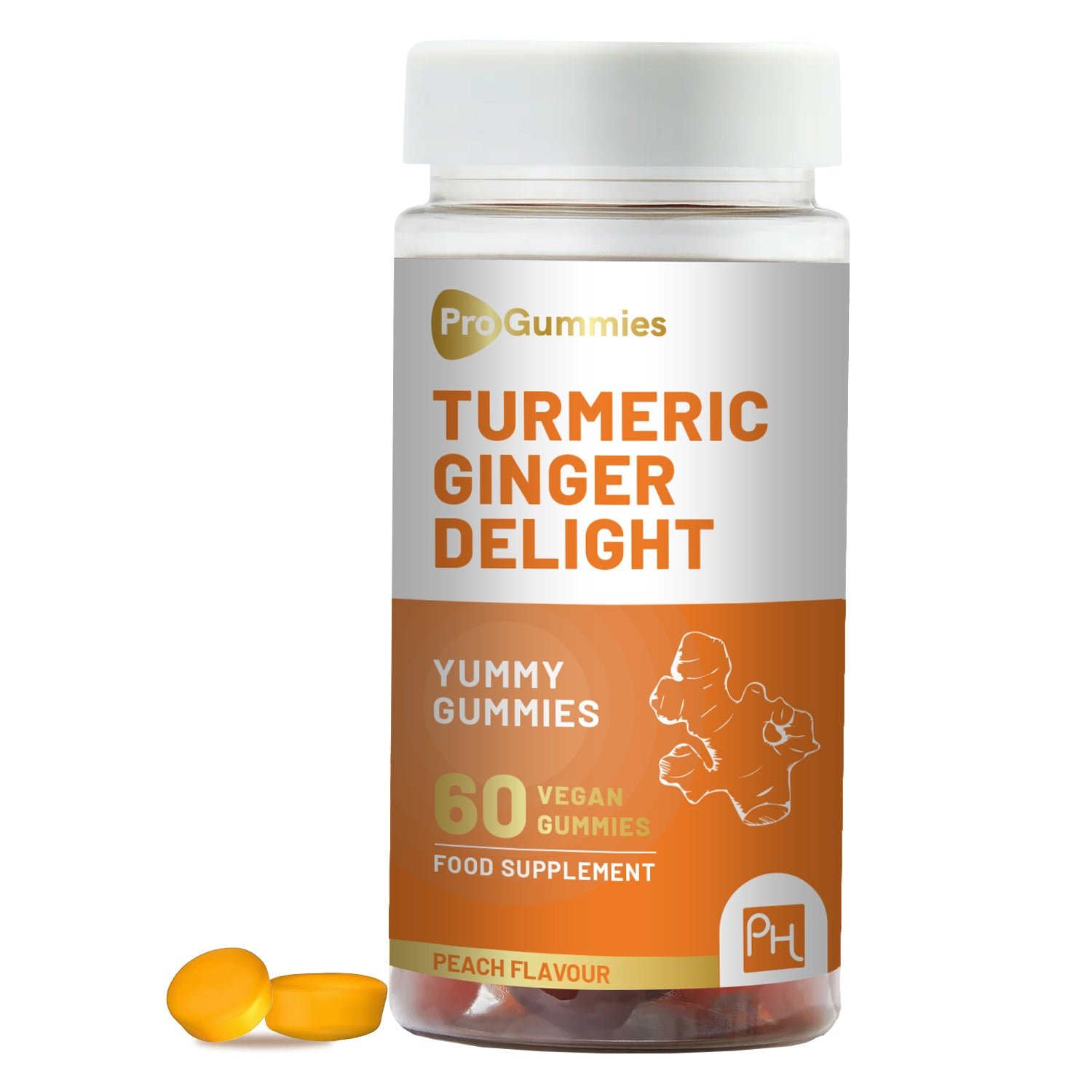 Prowise Vegan Peach Flavour Turmeric & Ginger - 60 Gummies