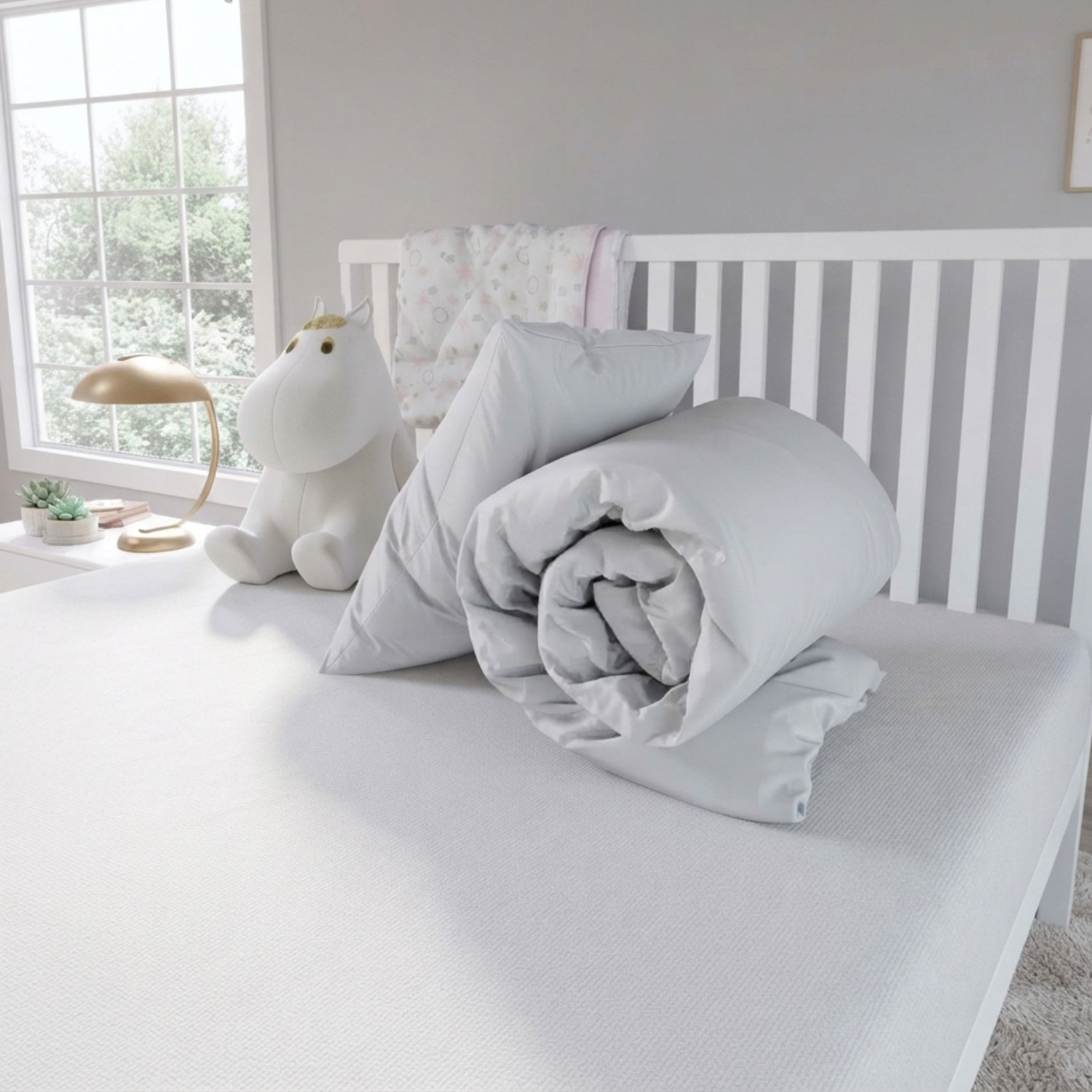 Snug City 4.5 Tog Cot Duvet & Pillow Set Baby Toddler Bedding - White