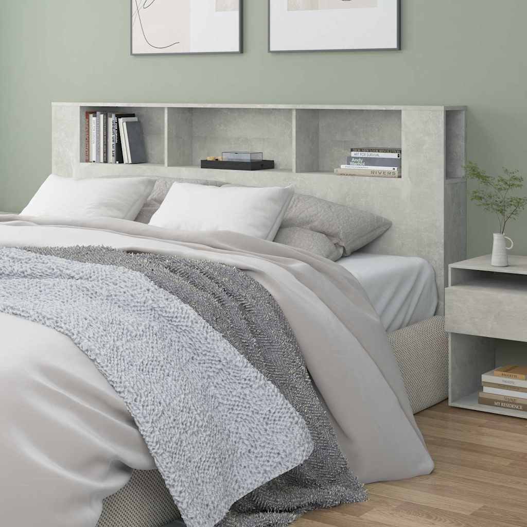 Walplus Wood Headboard Cabinet - Granite Grey - 200 x 18.5 x 104.5 cm