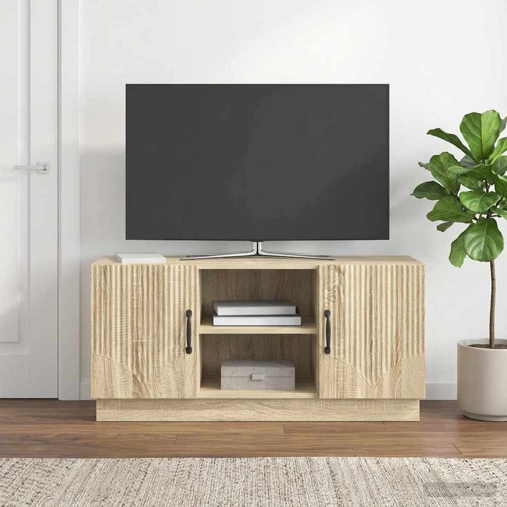 Walplus 2 Door Engineered Wood TV Cabinet - Sonoma Oak - 102 x 34.5 x 47 cm