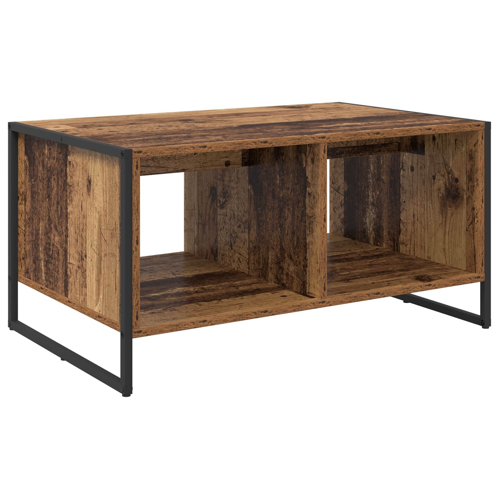 Walplus 2 Shelf Engineered Wood Coffee Table - Dark Wood - 80 x 50 x 40 cm