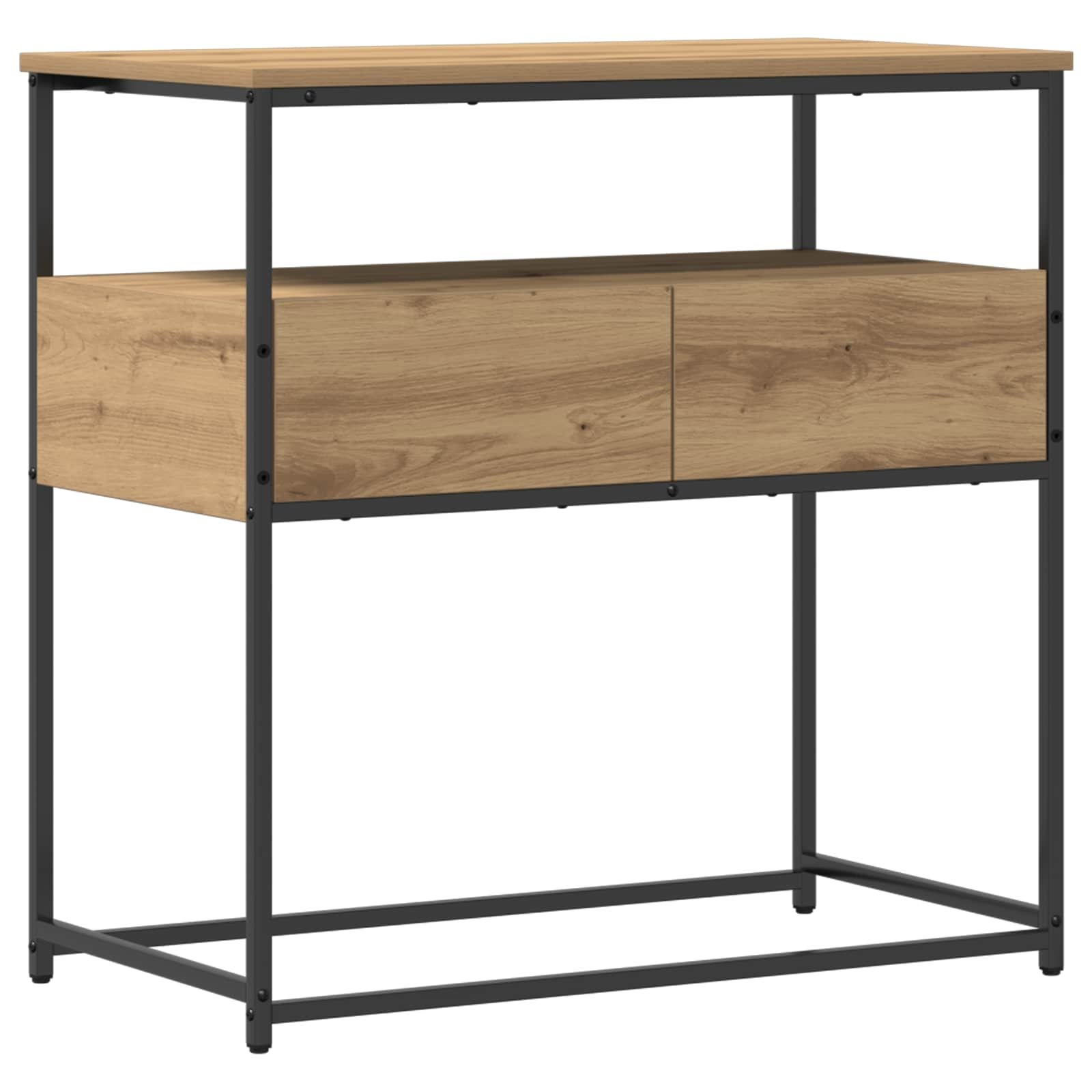 Walplus 2 Drawer Engineered Wood Bedside Cabinet - Artisan Oak - 75 x 40 x 75 cm