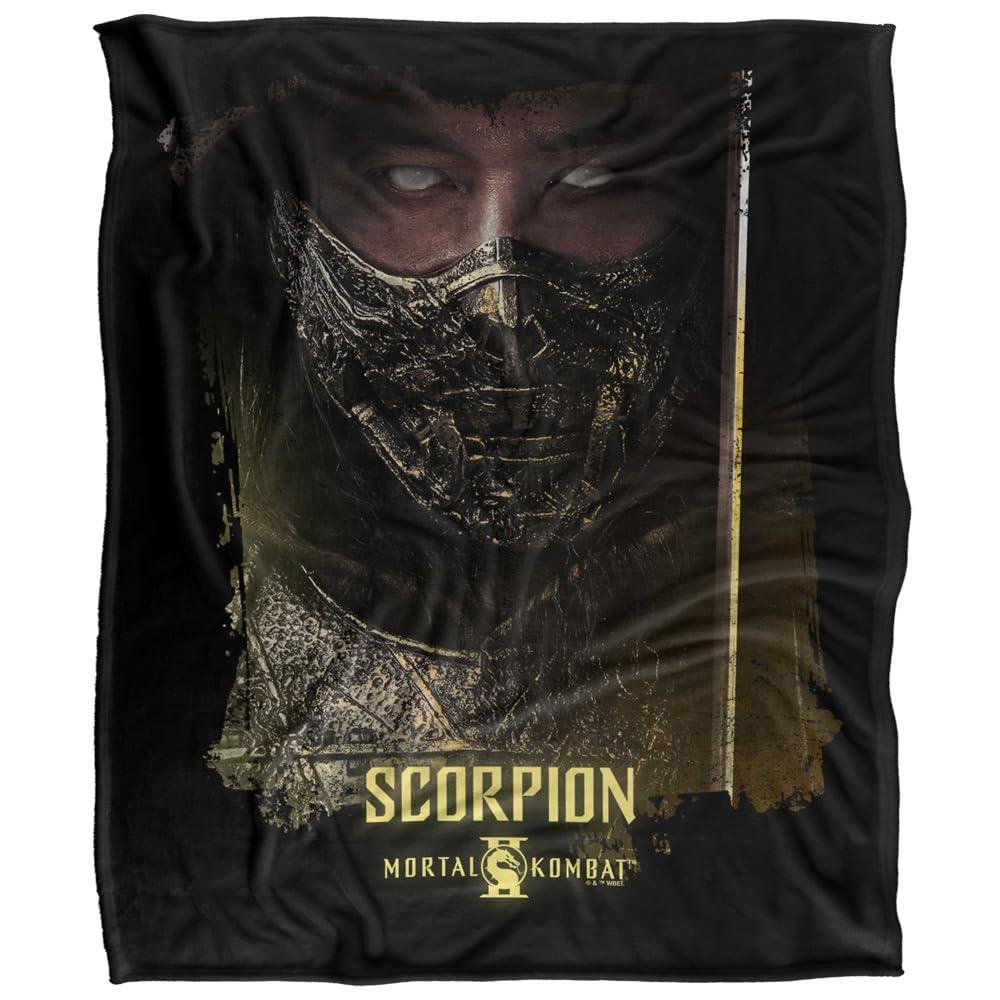 Mortal Kombat Scorpion Portrait Black Blanket - 152cm x 127cm
