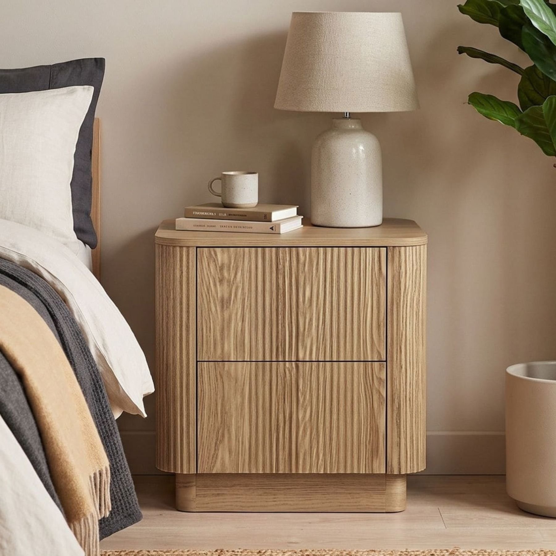 Home Source Winthorpe 2 Drawer Bedside Table – Oak
