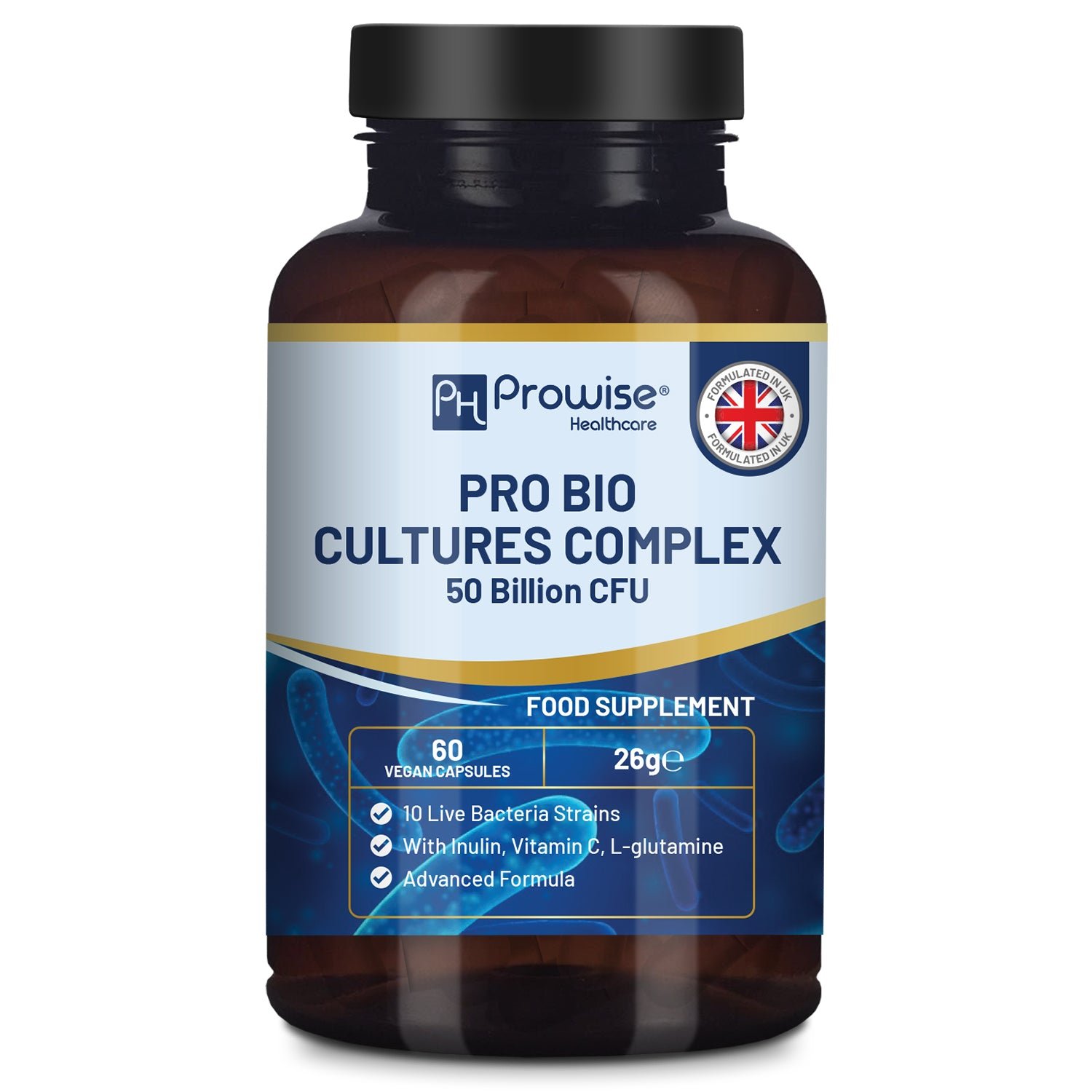 Prowise Vegan 50 billion CFU Bio Cultures Complex Probiotics - 60 Capsules