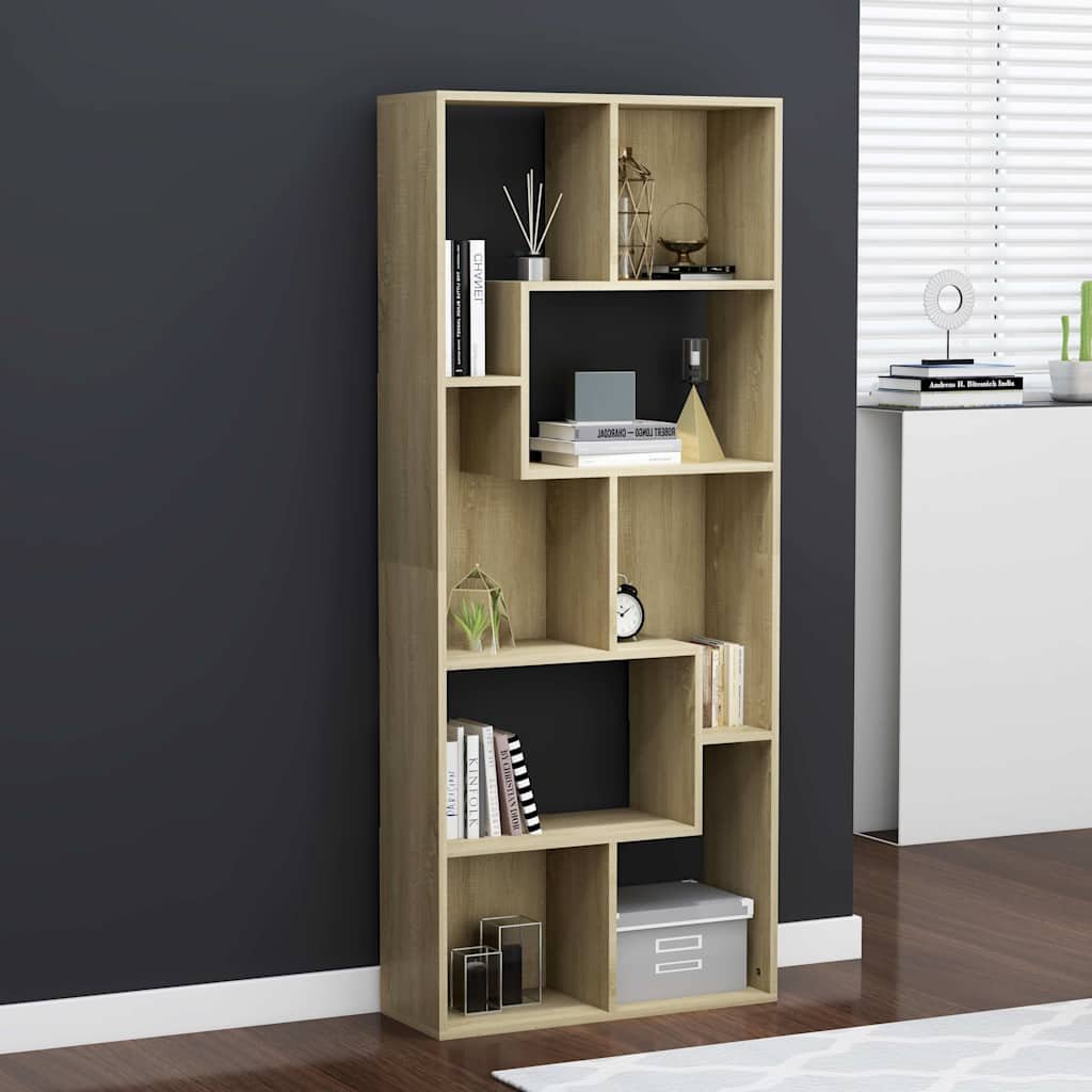 Walplus Engineered Wood Book Cabinet - Light Oak - 67 x 24 x 161 cm