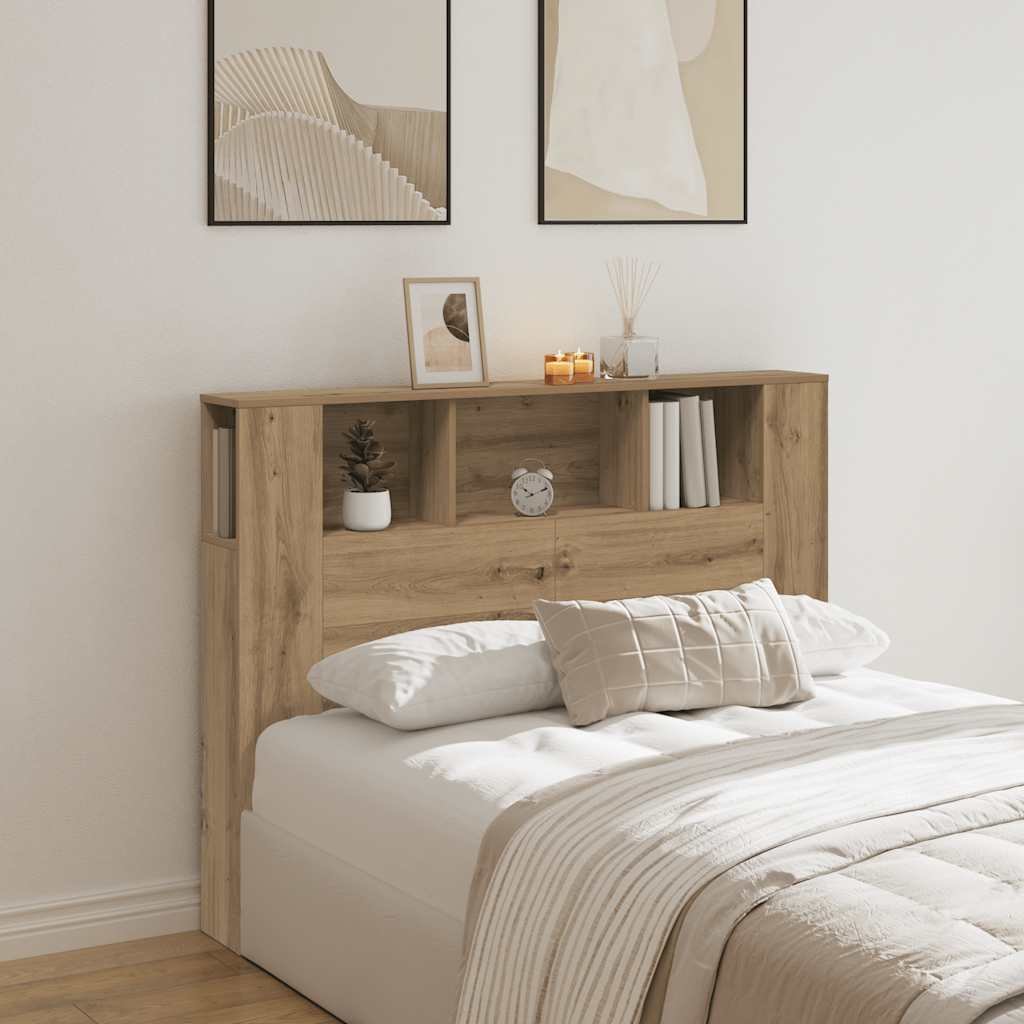 Walplus Engineered Wood Headboard Cabinet - Oak - 140 x 18.5 x 102.5 cm