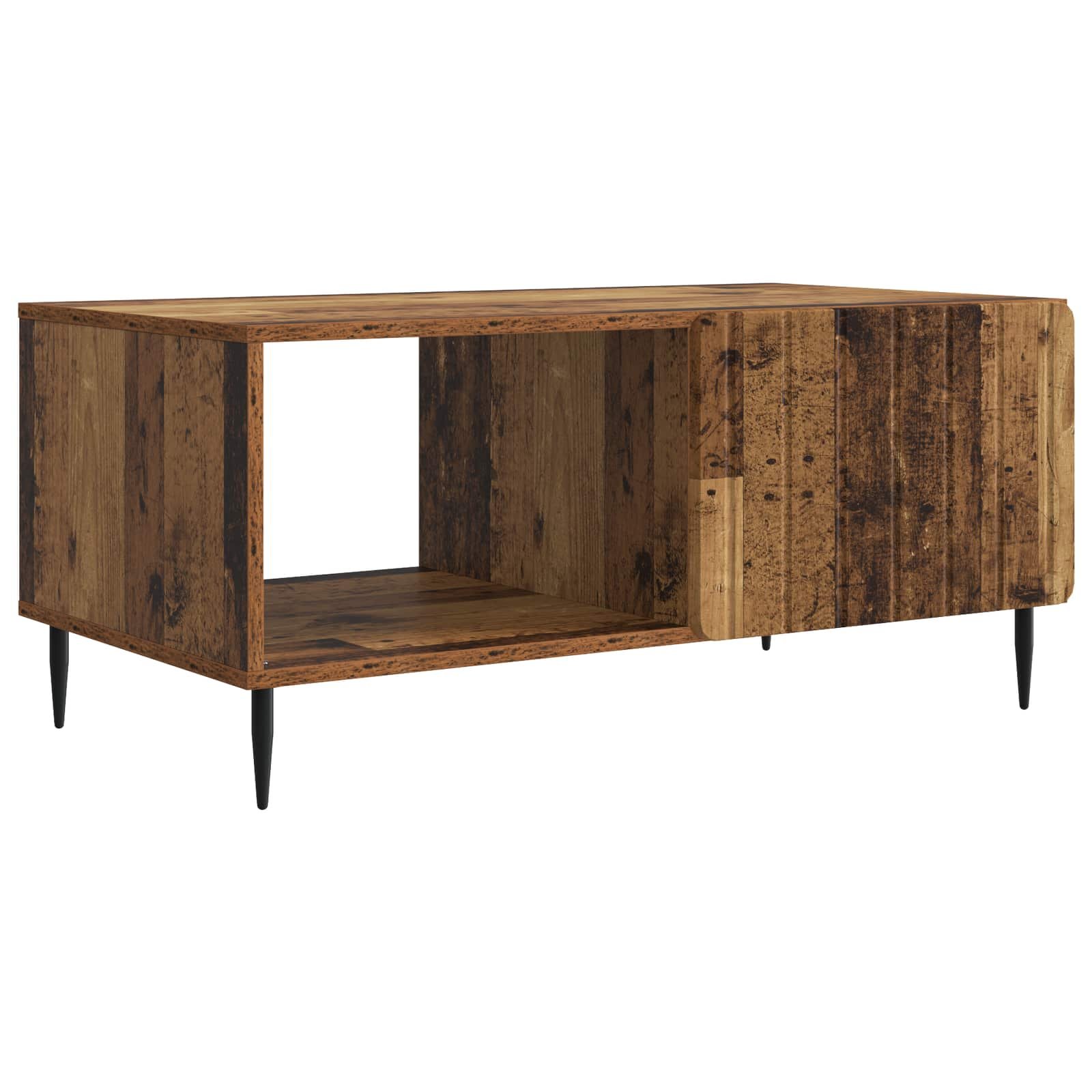 Walplus Engineered Wood Coffee Table - Brown and Black - 90 x 50 x 40 cm