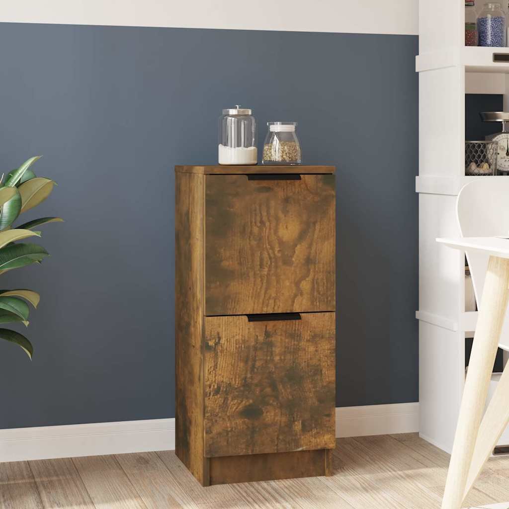 Walplus Engineered Wood Buffet Sideboard - Smoked Oak - 30 x 30 x 70 cm