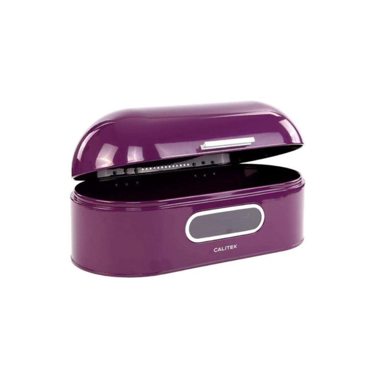 Calitek Retro Bread Bin Round Top Kitchen Counter Coated Carbon Steel - Purple