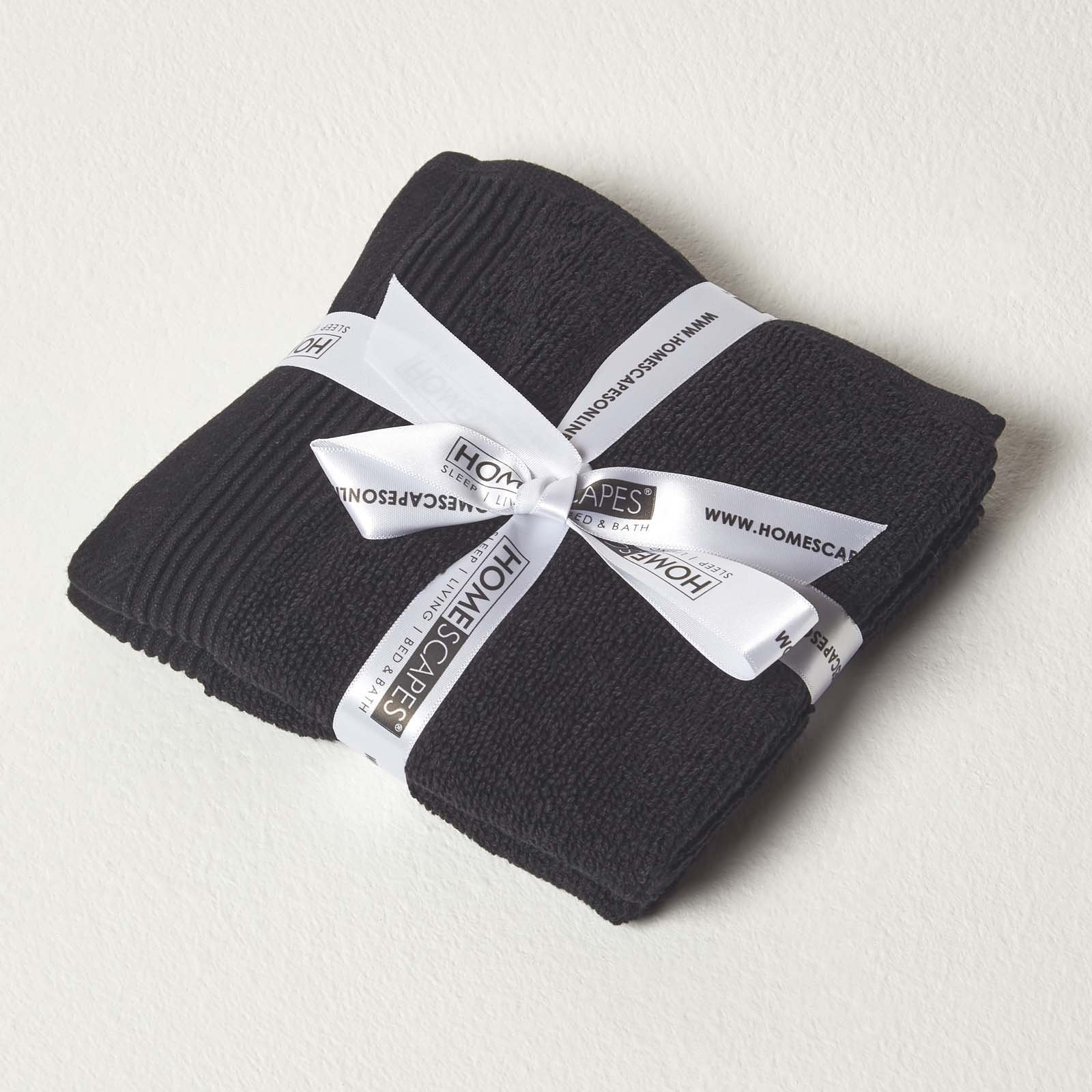 Homescapes Pack of 2 Egyptian Cotton 700 GSM Face Cloths - Black