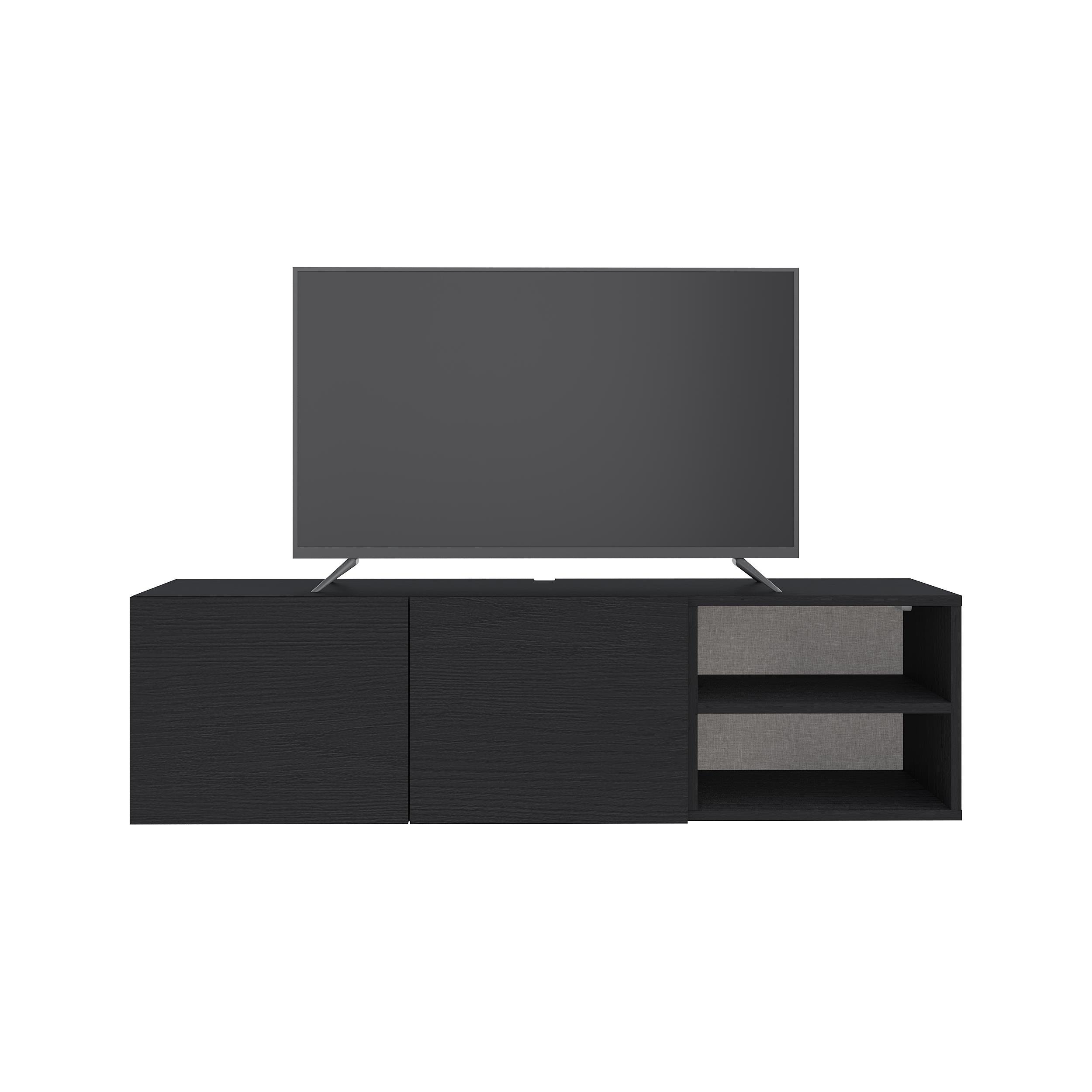 Decortie Conrad Floating TV Unit particleboard matt - black ash