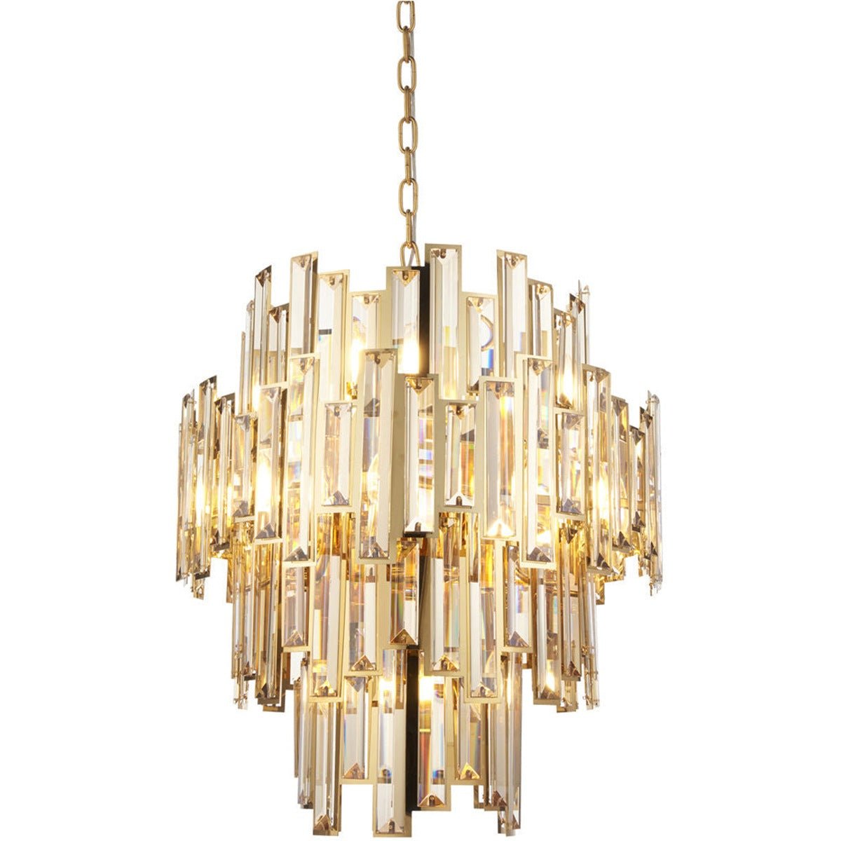 Loops Direct LED E14 Steel Crystal Pendant Light - Gold Effect