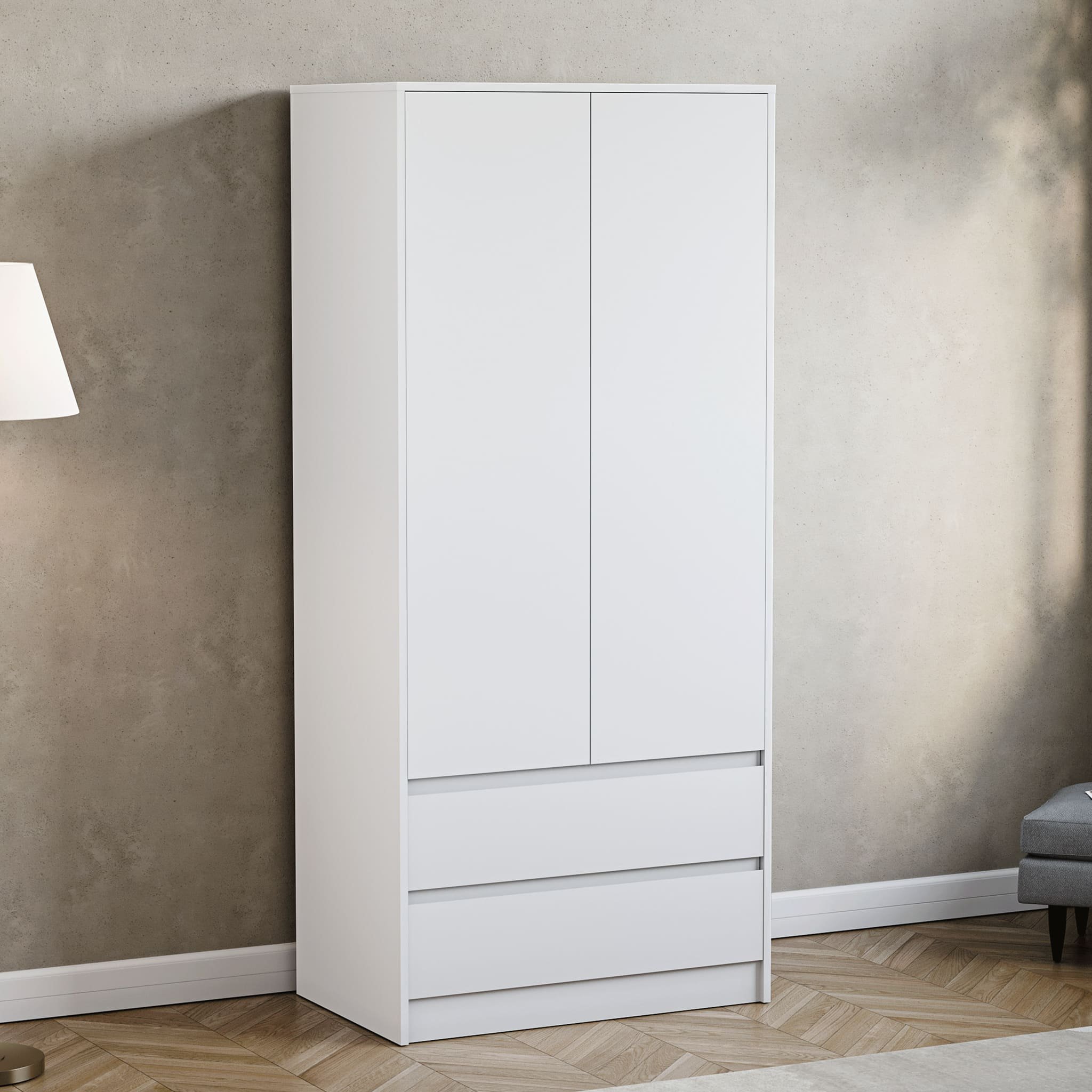 Vida Designs Denver 2 Door 2 Drawer Wardrobe - White