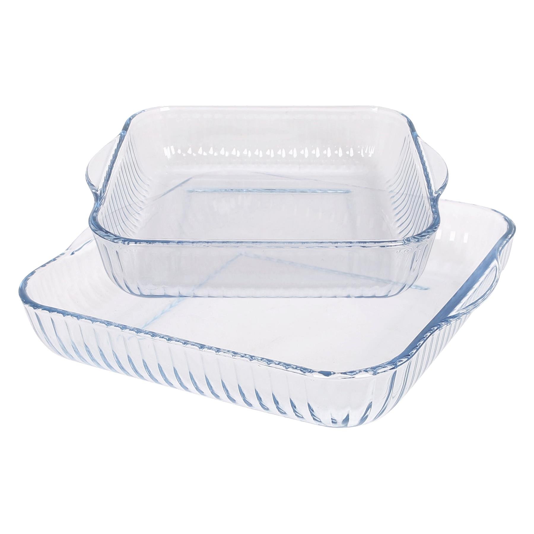 Argon Tableware 2 Piece Optical Square Glass Oven Dish Set - 2 Sizes