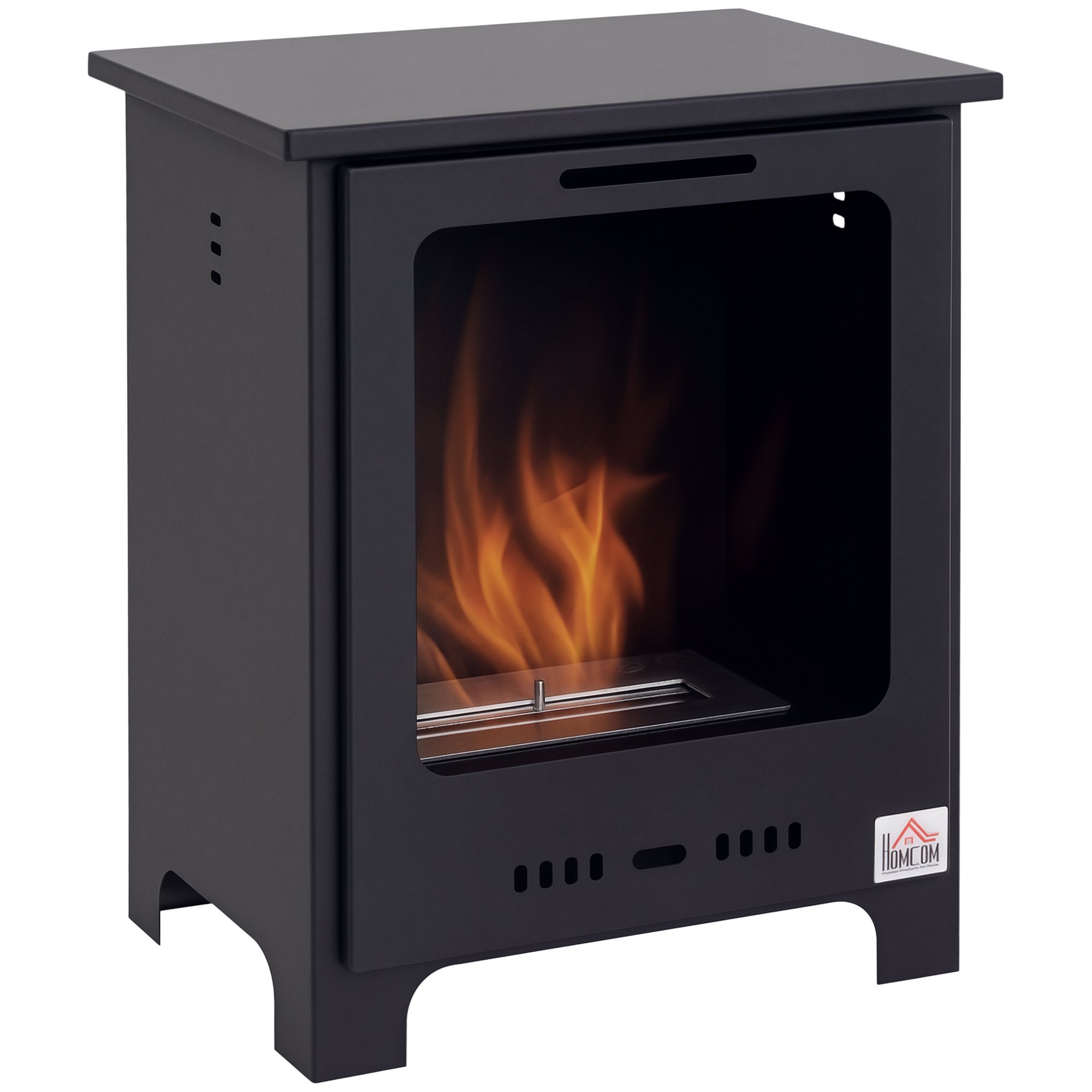 HOMCOM Freestanding Ethanol Fireplace, Bioethanol Fire - Black