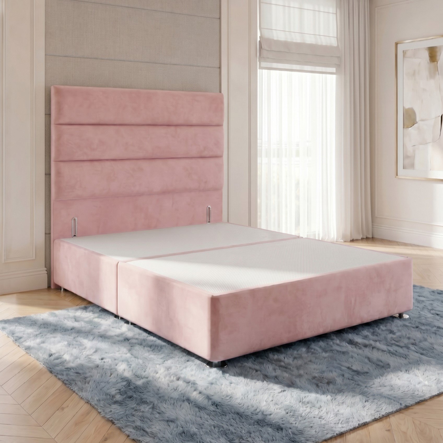 Somnior Regent Velvet King Divan Bed 54" Headboard - Pink