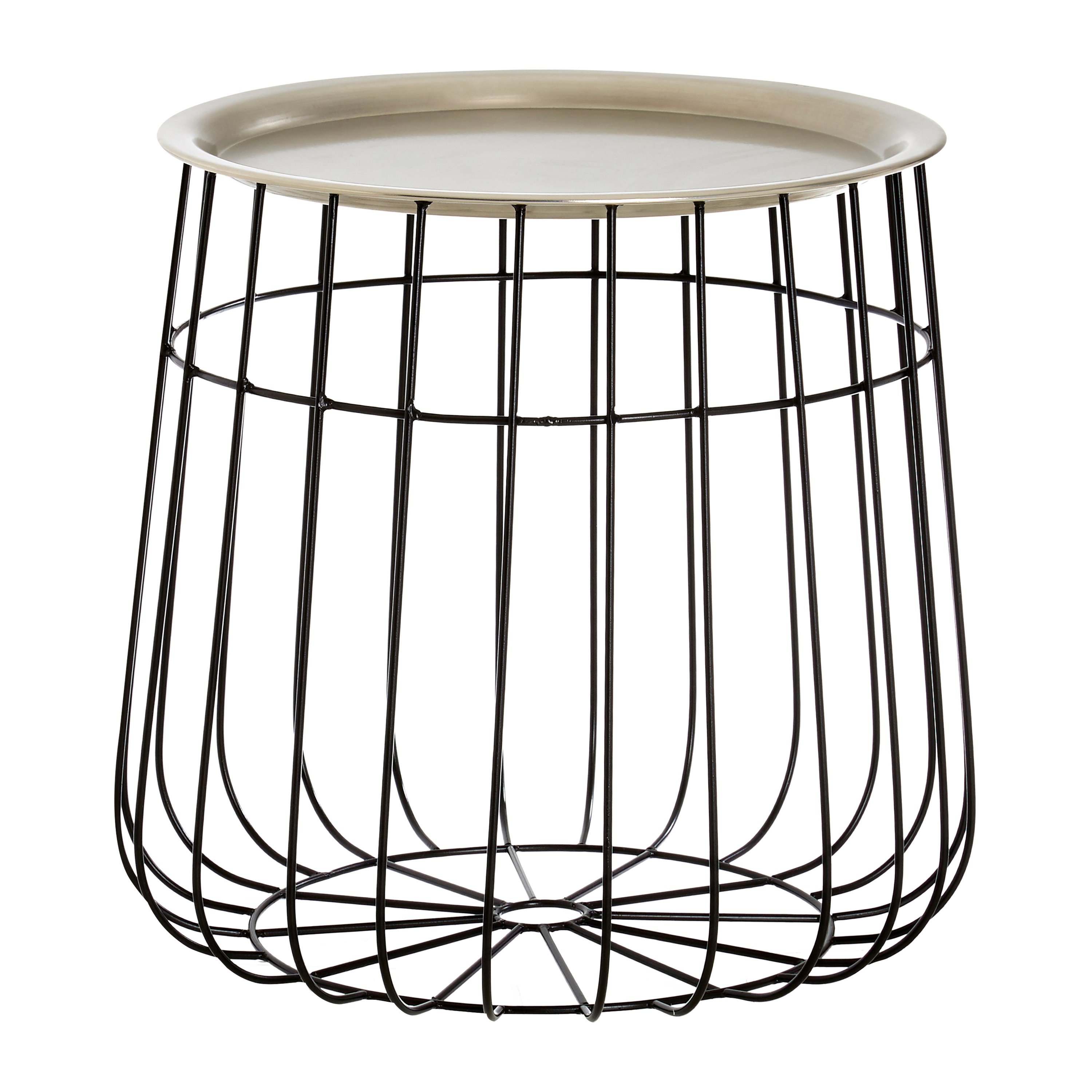 Orsina Metal Wire Detail Side Table - Black and Silver