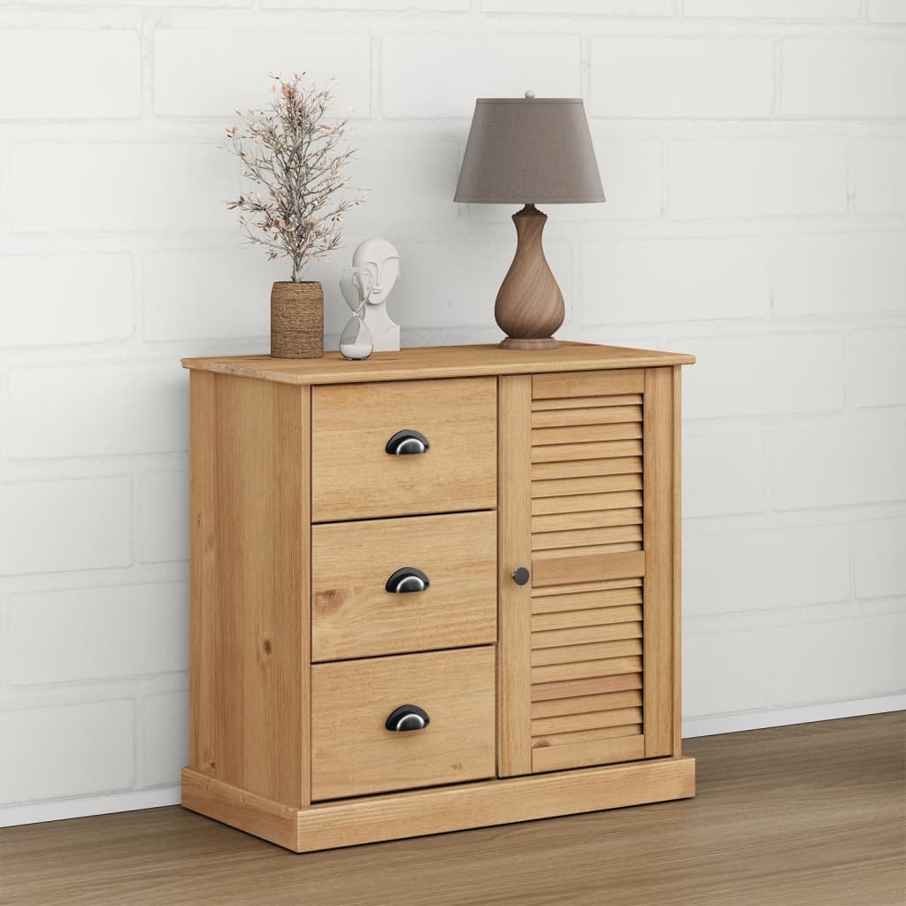 Walplus Solid Pine Wood VIGO Drawer Sideboard - 78 x 40 x 75 cm