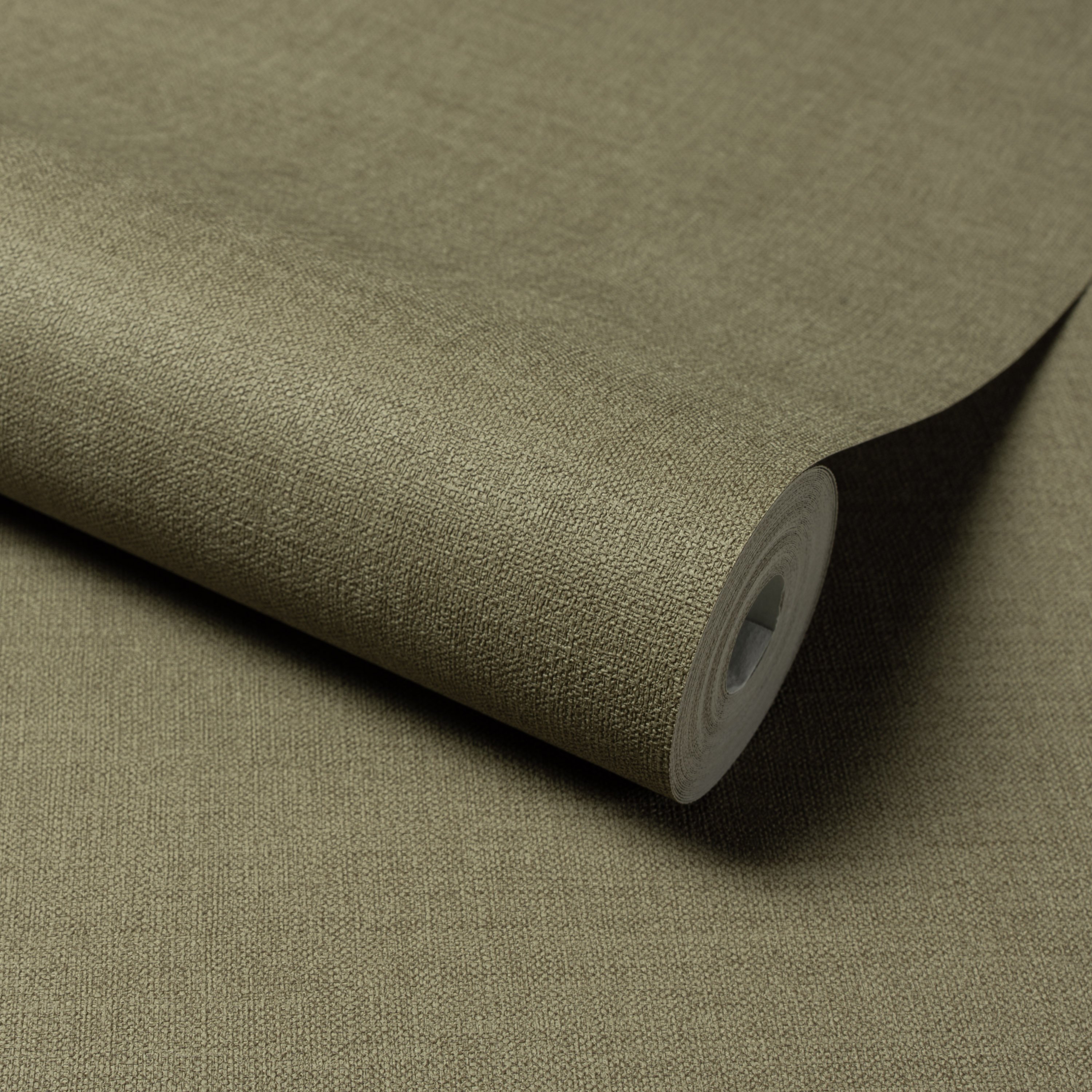 Grandeco Linen Effect Fabric Plain Textured Wallpaper - Forest Green