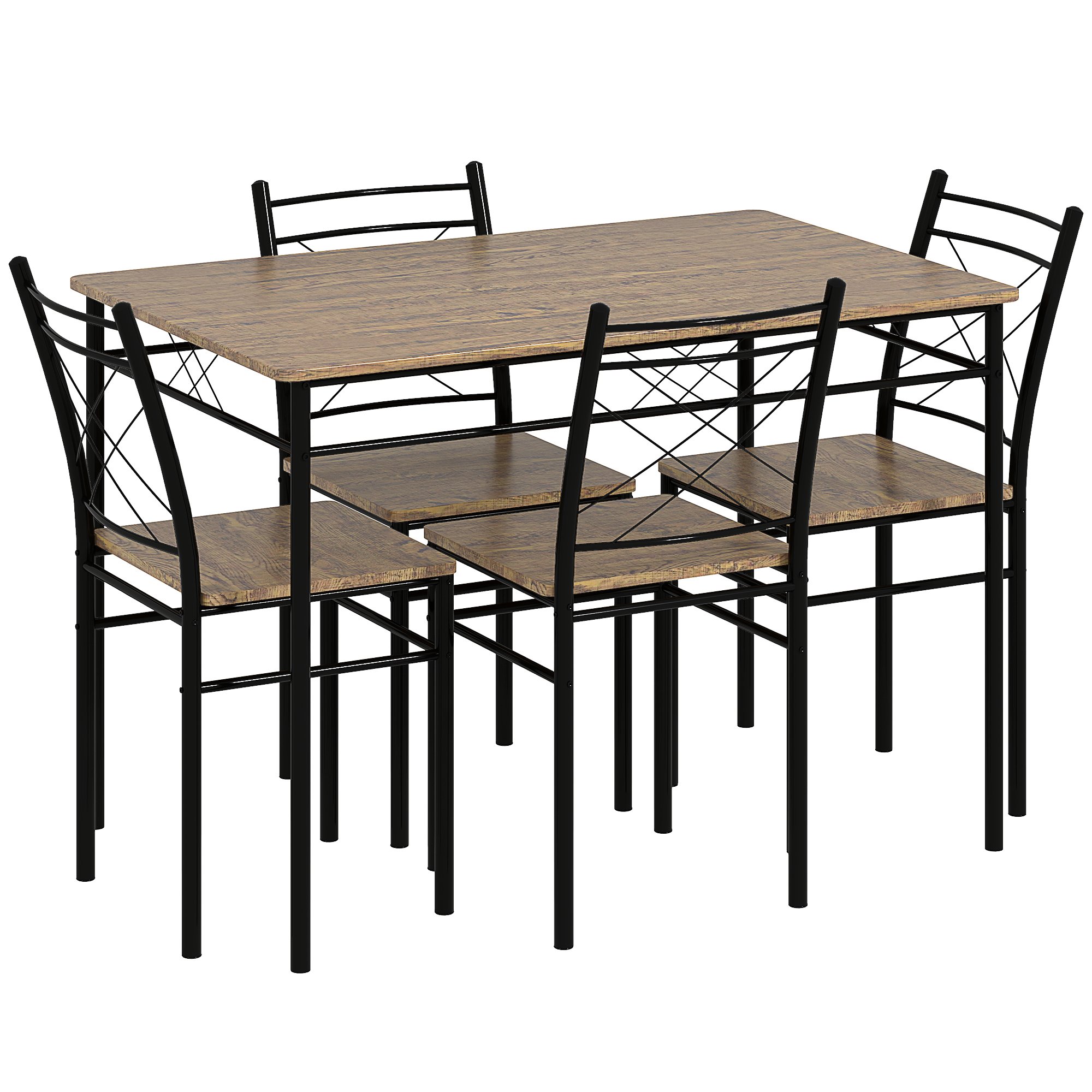 HOMCOM Rectangular Space Saving Dining Table and 4 Chairs - Oak