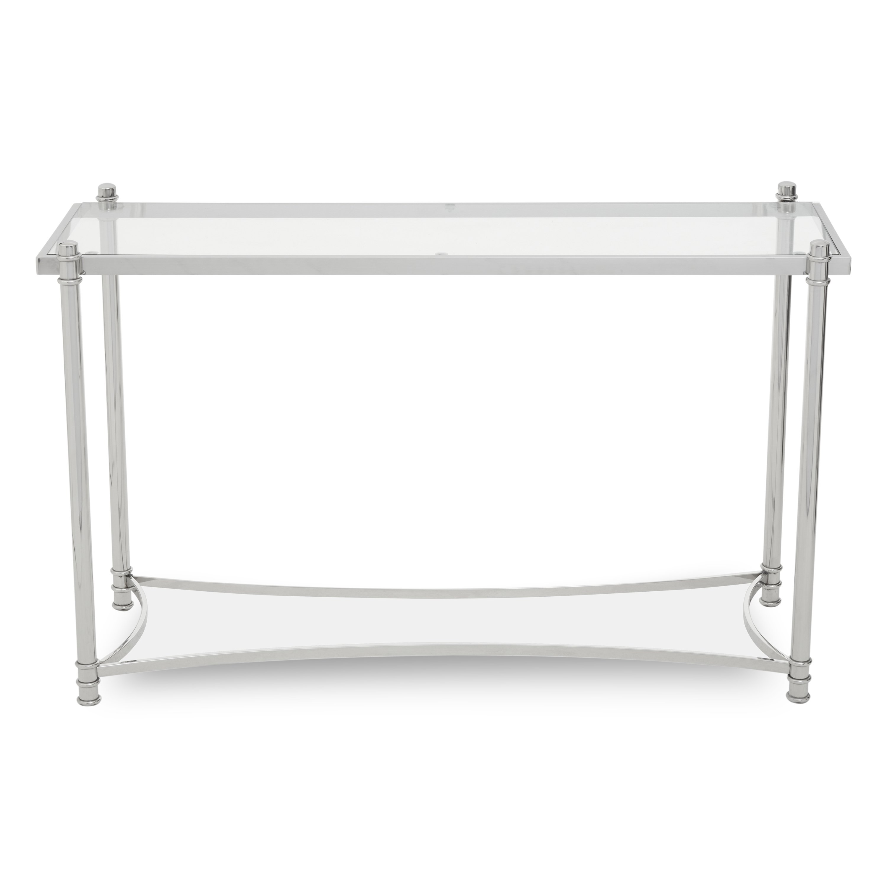 Orsina Ackley Console Table with Glass Top – Silver & Clear