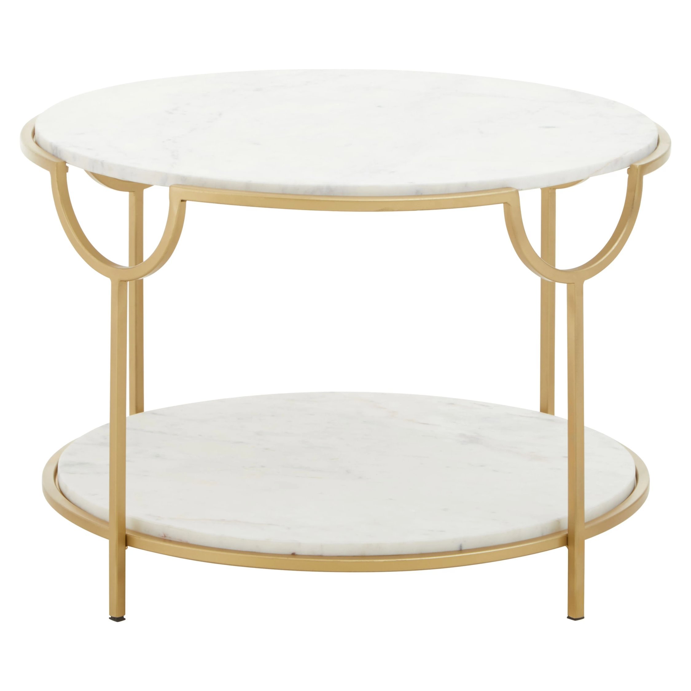 Orsina Marble Two Tier Side Table - White and Gold