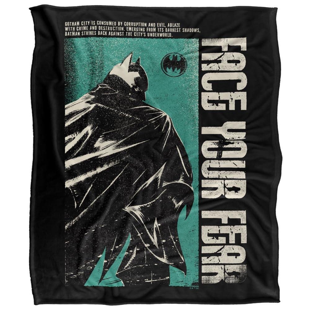 Batman Face Your Fear Cover Soft Touch Blanket - 152cm x 127cm