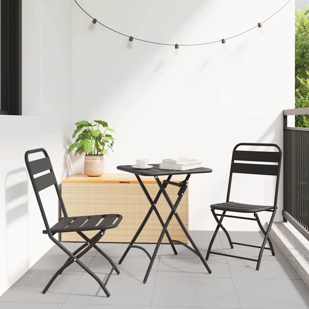 Walplus 2 Piece Steel Folding Chairs - Anthracite - 42 x 52 x 82cm