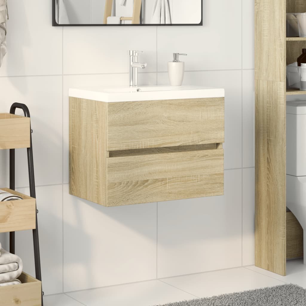 Walplus 2 Piece Bathroom Furniture Set - Sonoma Oak - 60 x 38.5 x 45 cm