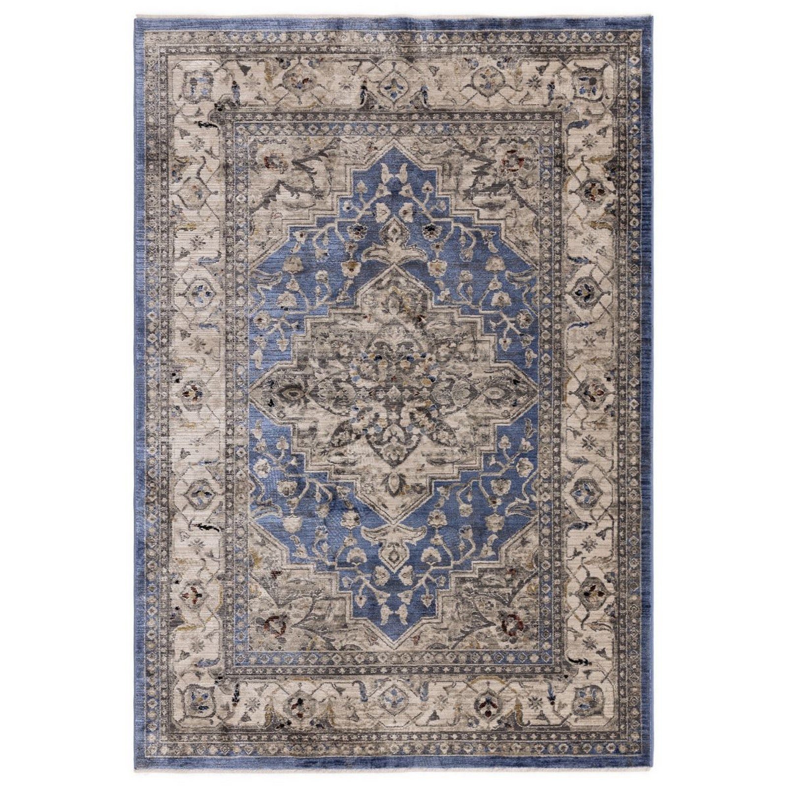 Mega Flooring Blue Traditional Bordered Rug - 120 x 166cm
