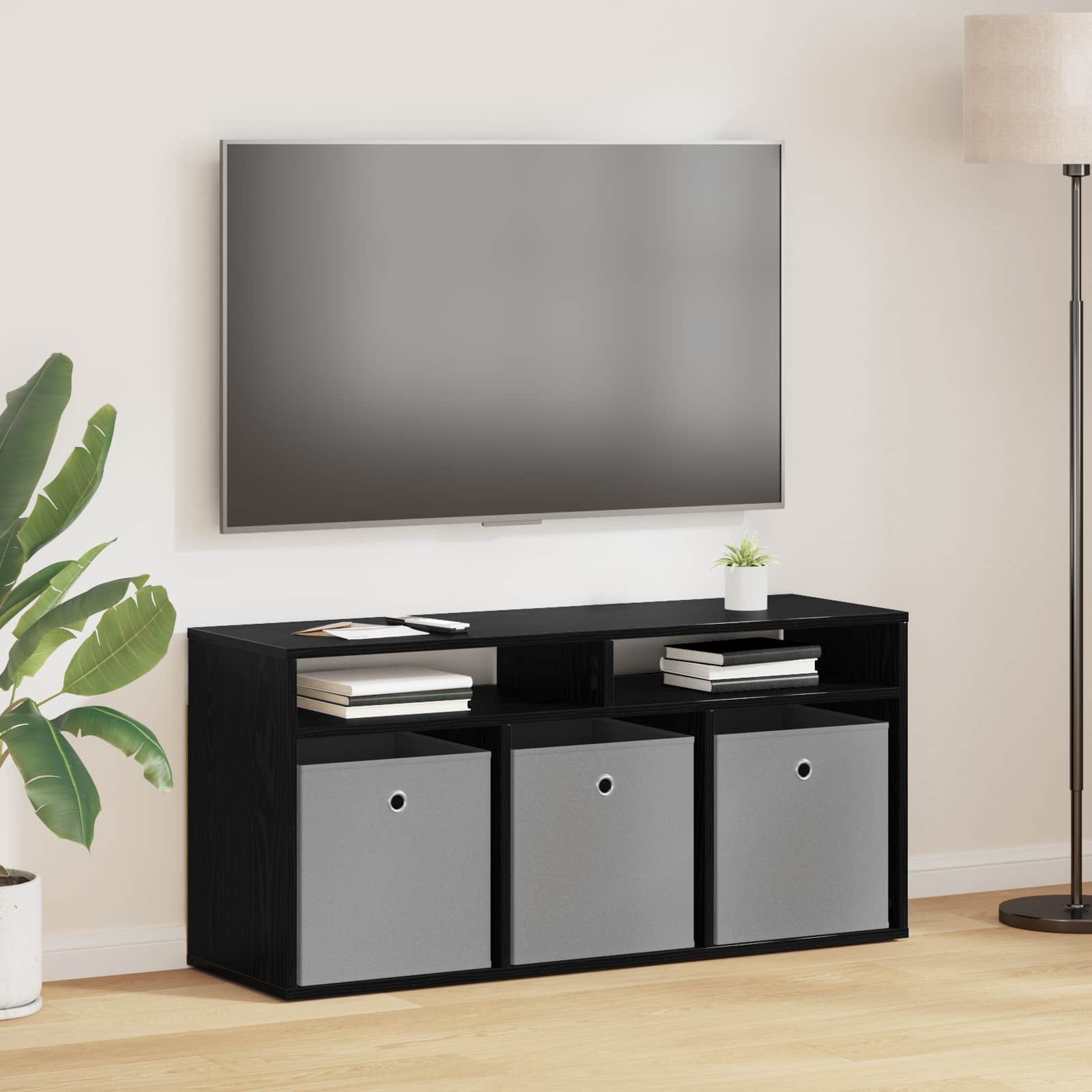 Walplus 3 Drawer Lowboard - Black Oak - 102 x 32 x 48.5 cm