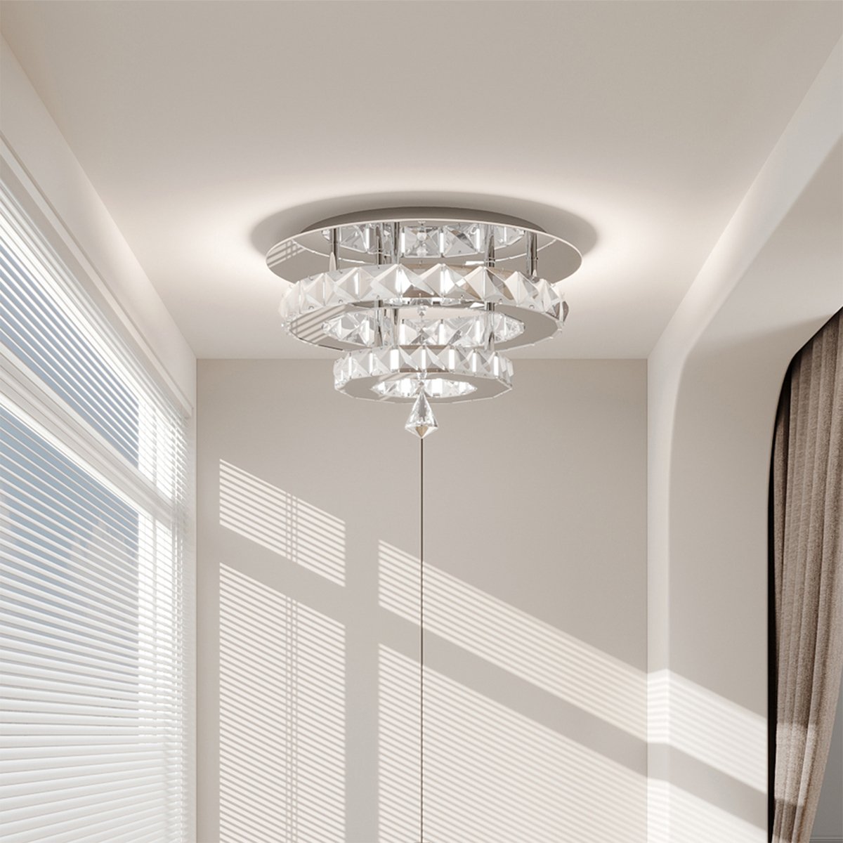 Living and Home 30W Crystal LED Ceiling Light - Chrome