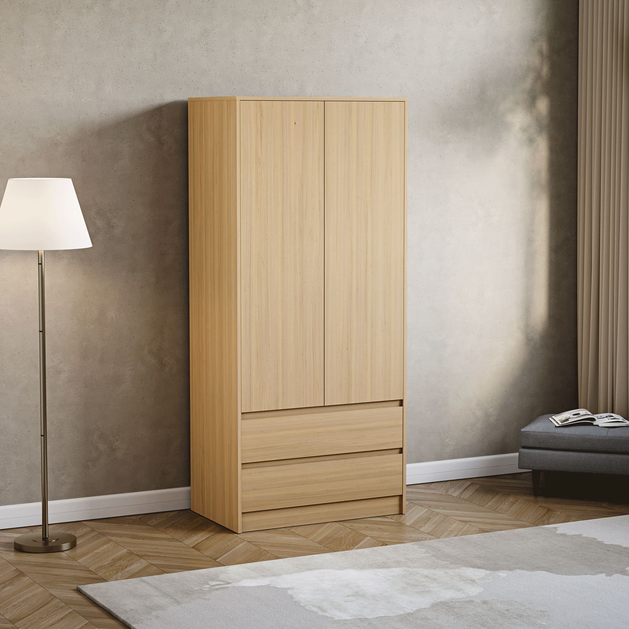 Vida Designs Denver 2 Door 2 Drawer Wardrobe - Pine