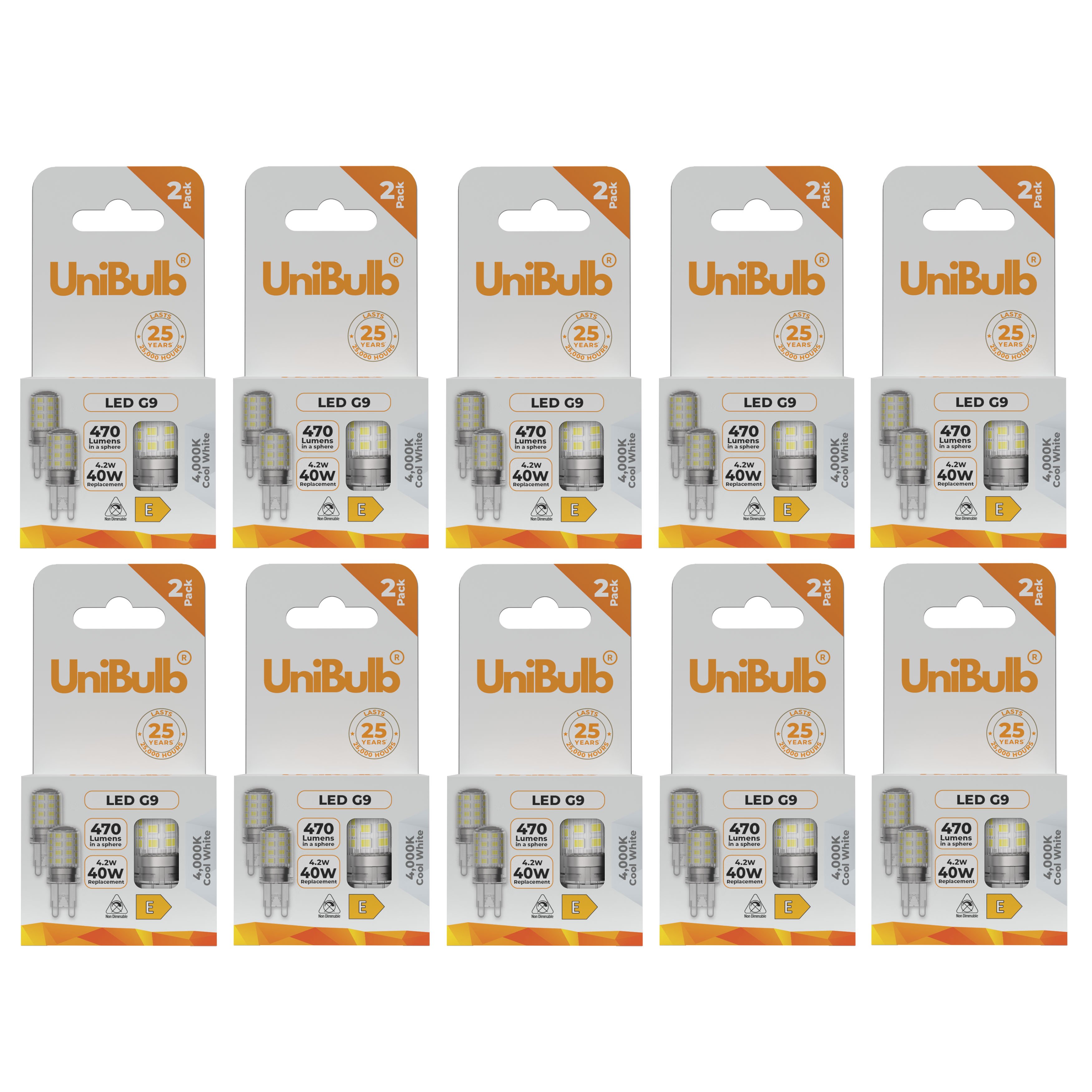 UniBulb 4.2W LED Cool White Capsule G9 Light Bulb - Pack of 20