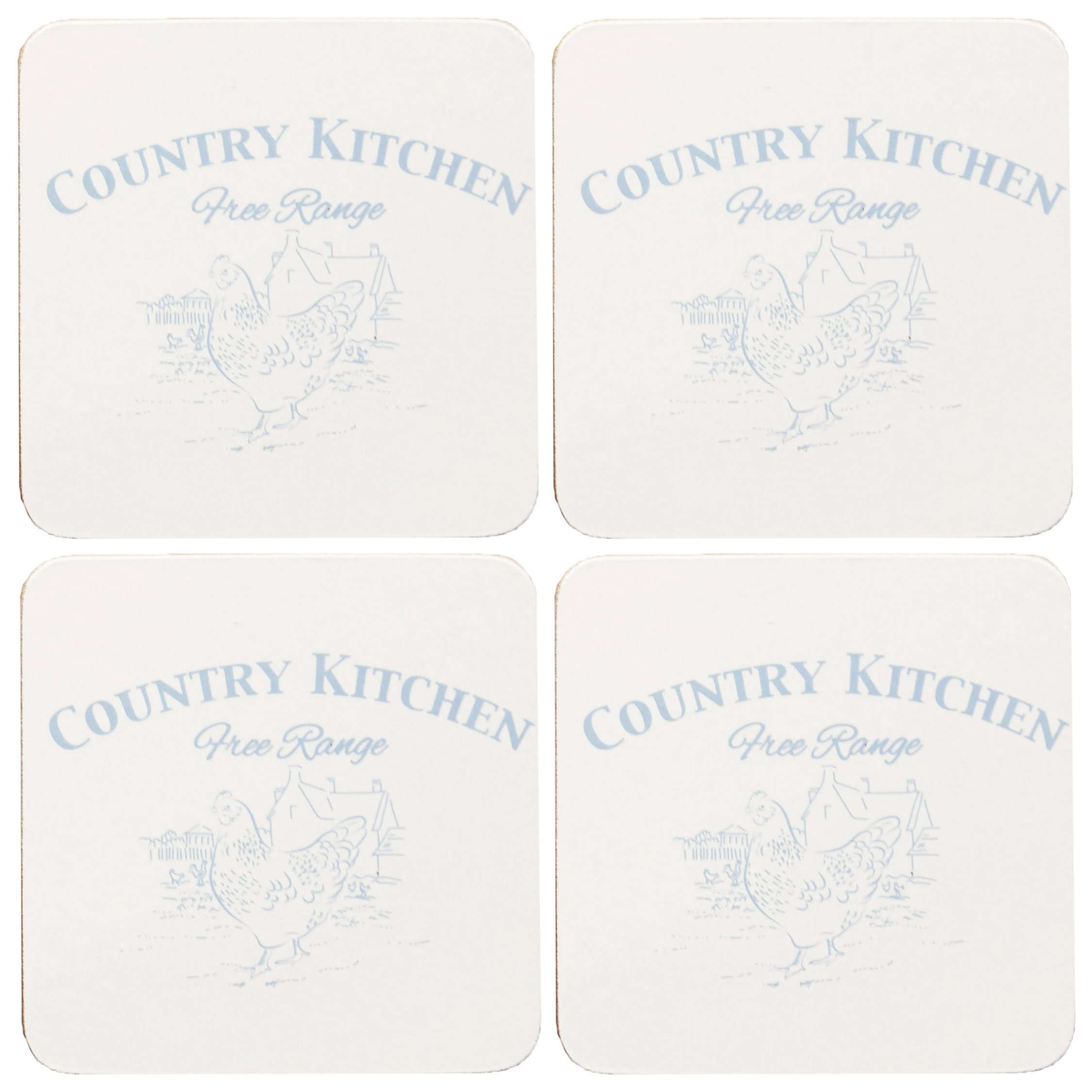 Orsina Country Kitchen Set Of Four Cork Placemats - Blue And White