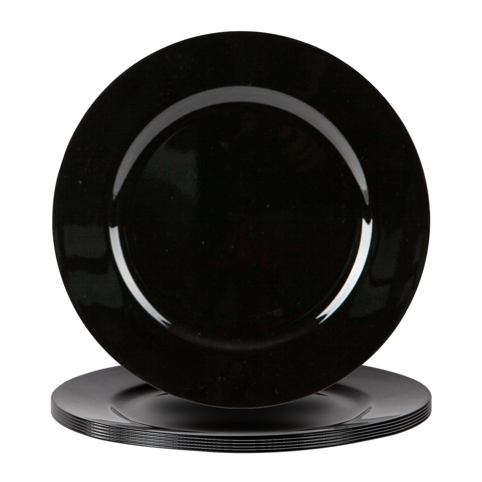 Argon Tableware Metallic Charger Plates - Black - Set of 6